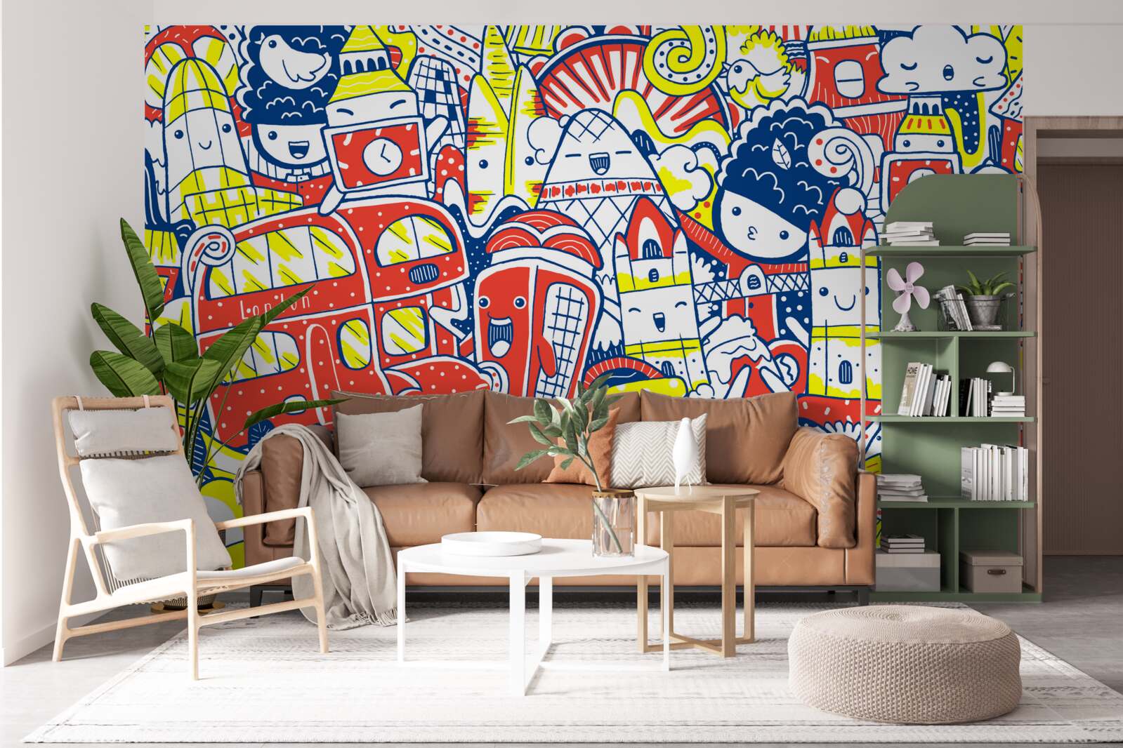 Fototapeten helle Graffiti an der Wand