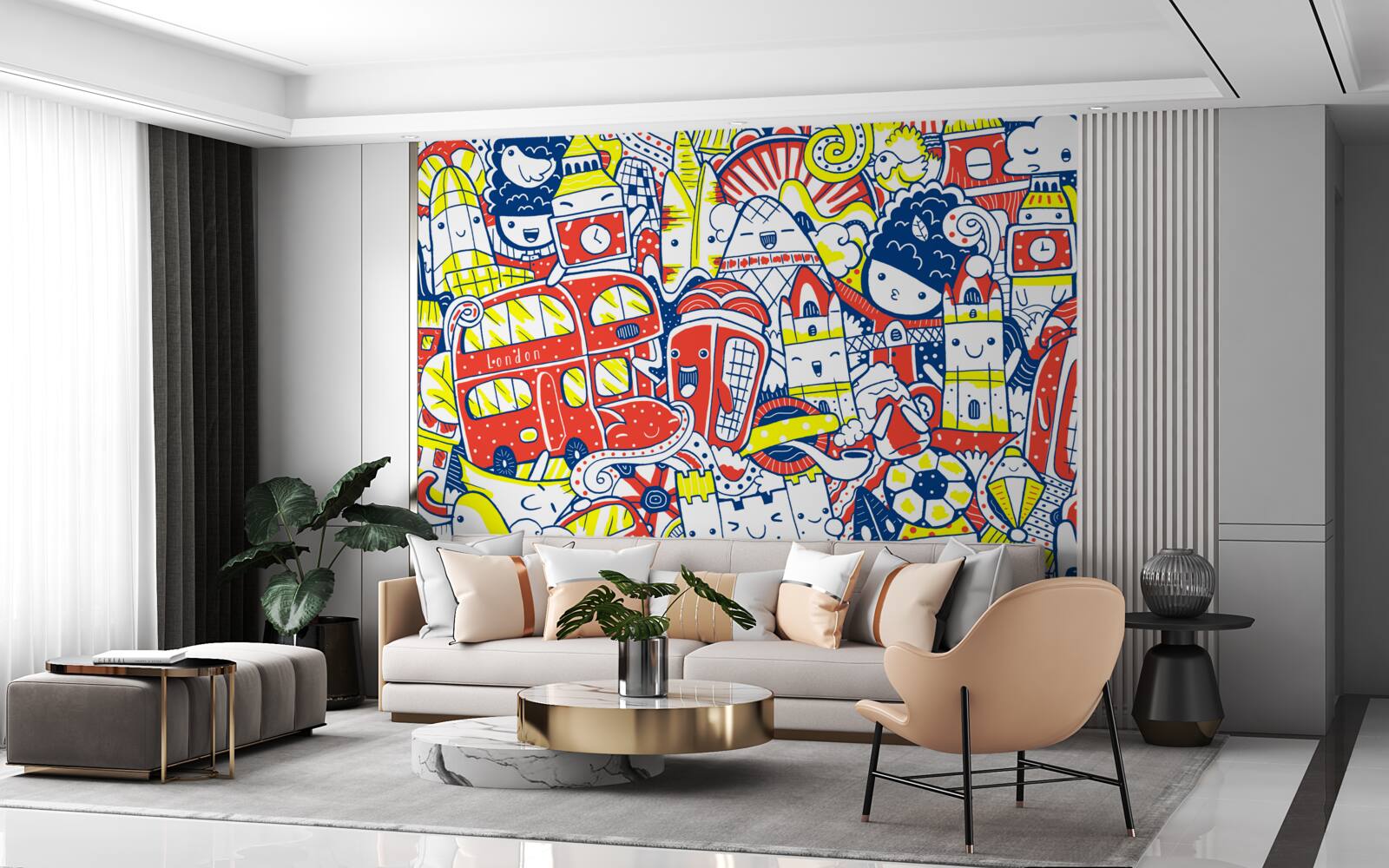 Fototapeten helle Graffiti an der Wand