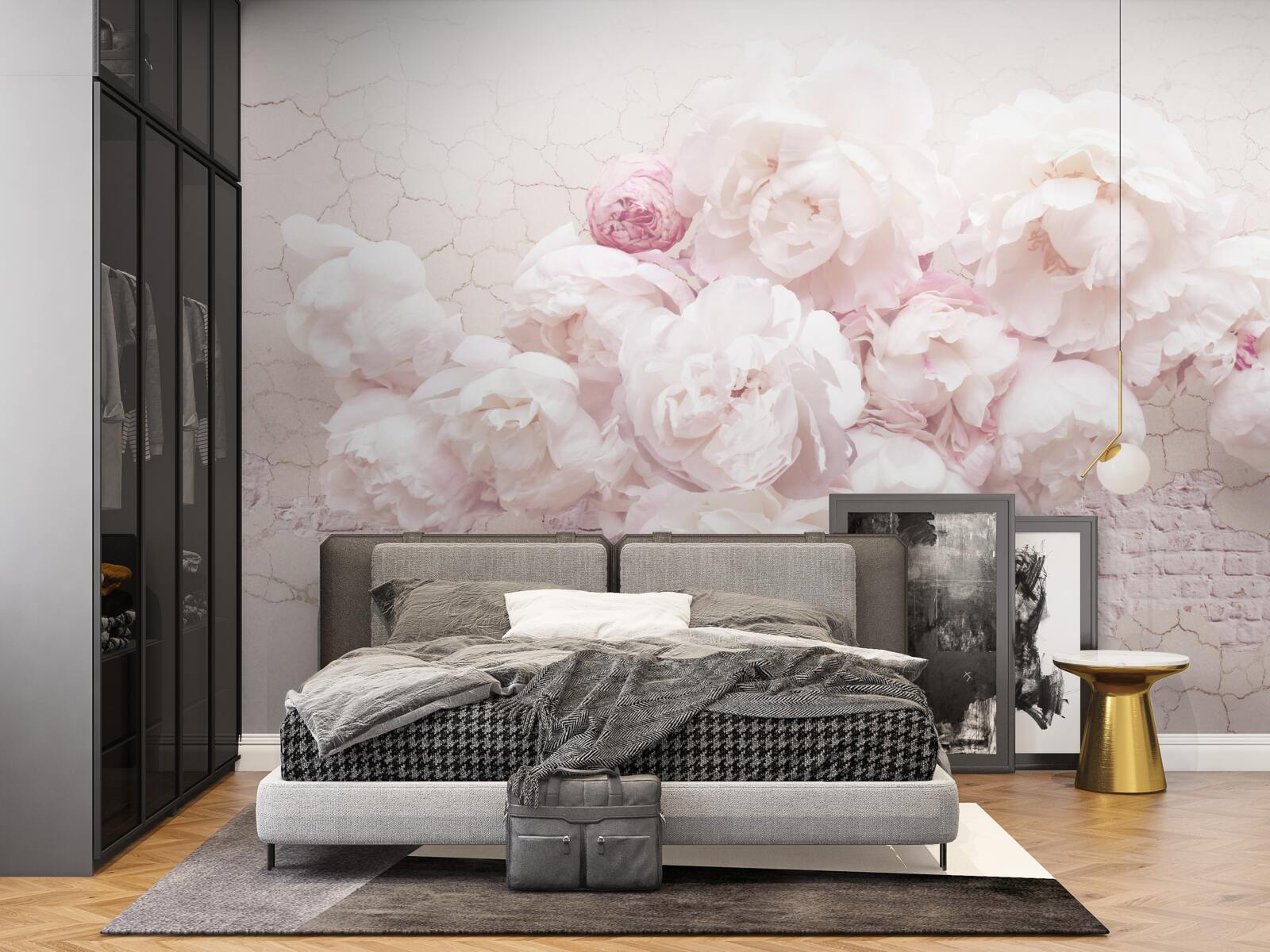 Fototapeten Üppige Boutiquen mit Blumen auf felsigem Hintergrund