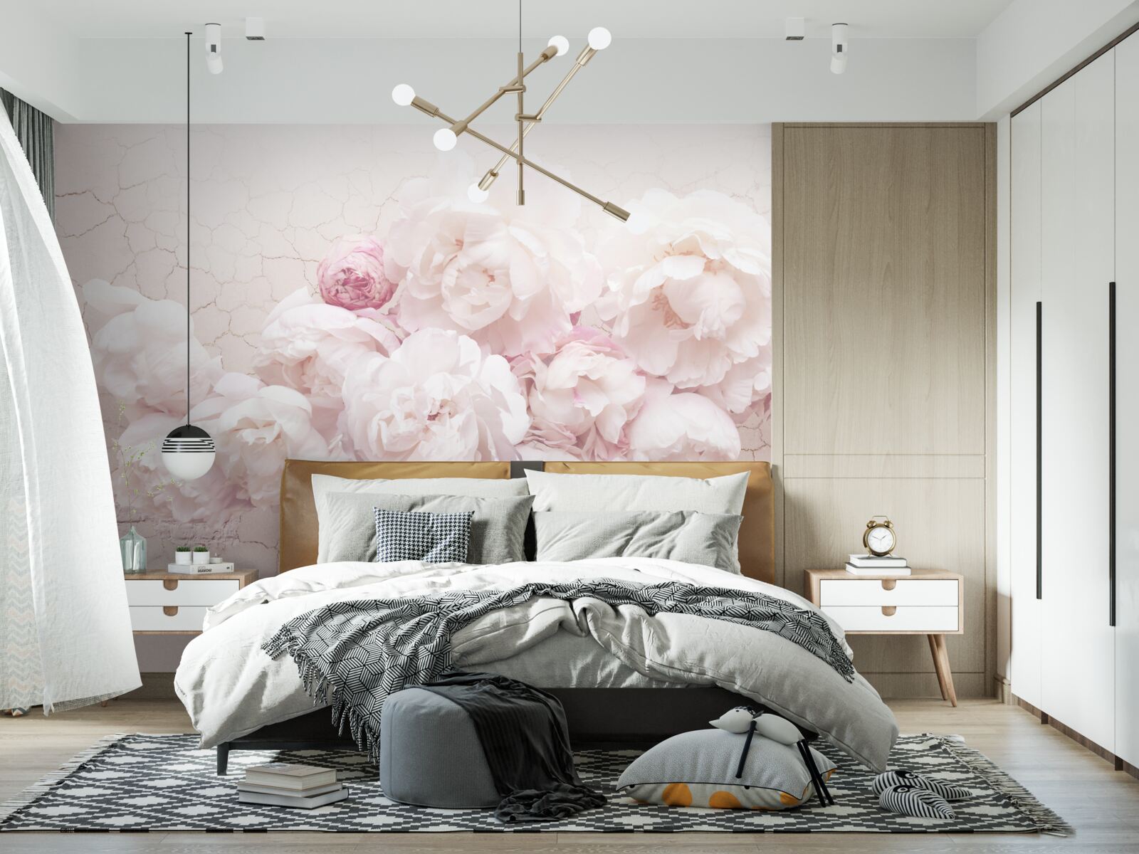 Fototapeten Üppige Boutiquen mit Blumen auf felsigem Hintergrund