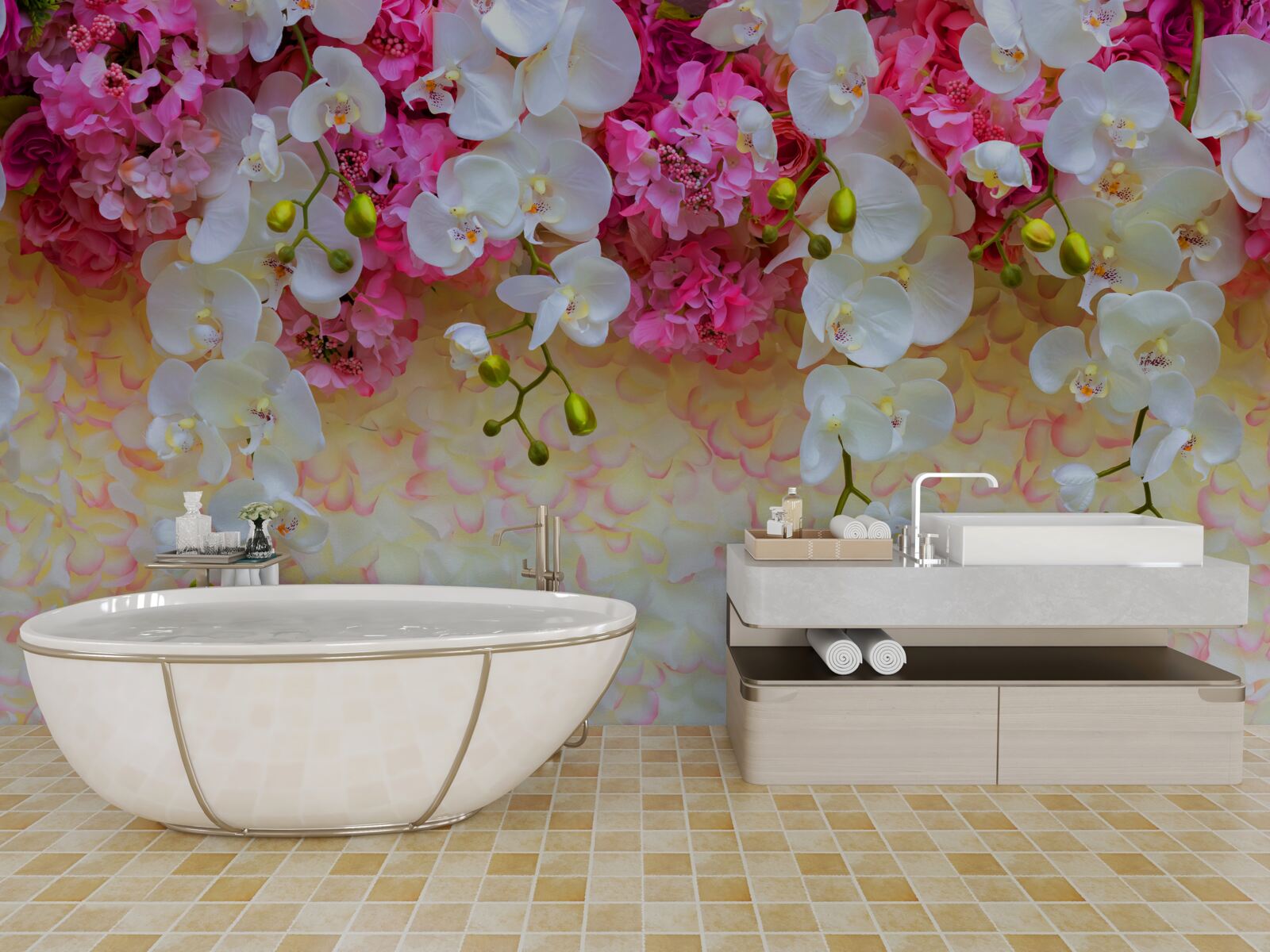 Fototapeten Orchideen, deren Blumen fallen