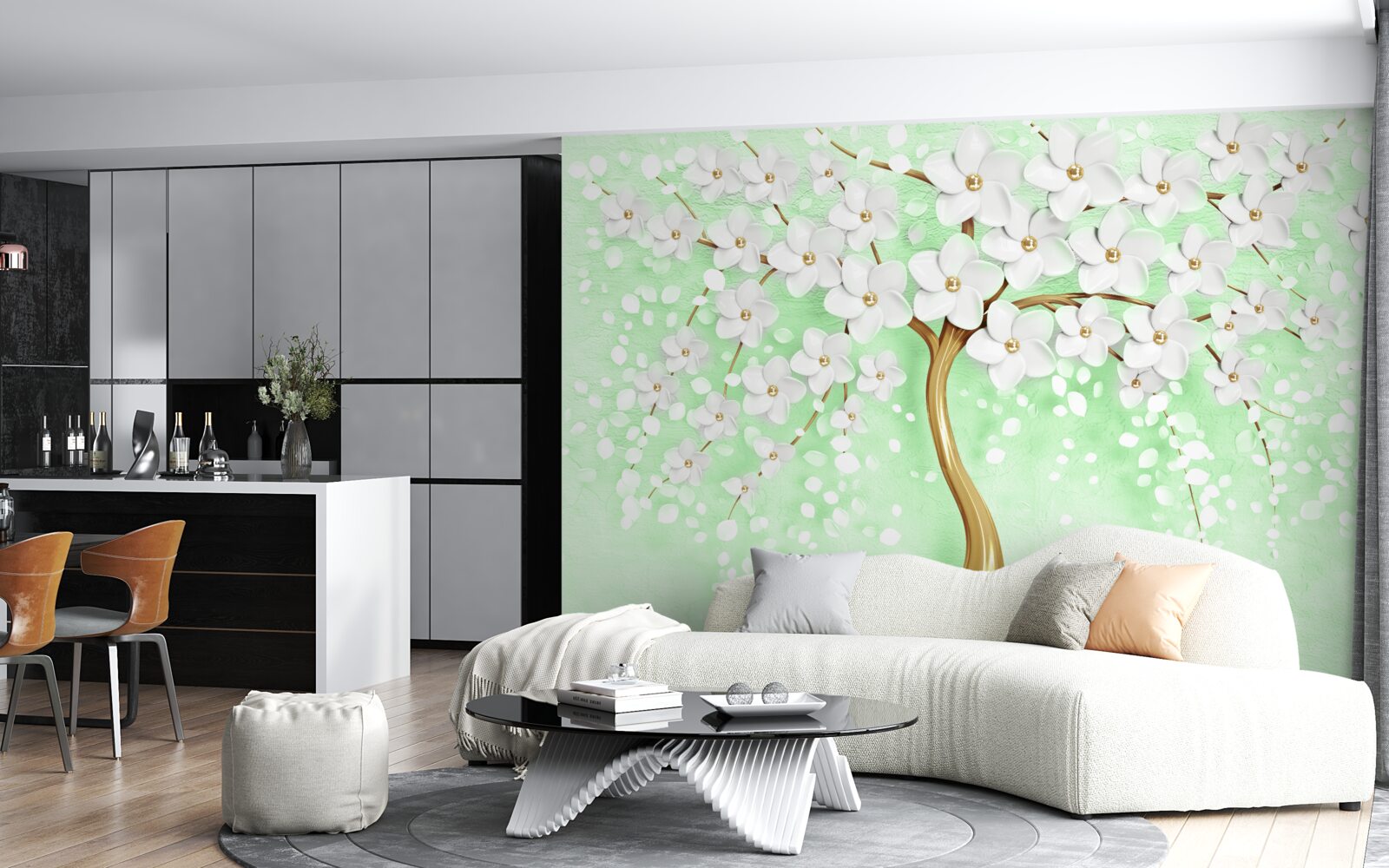 Fototapeten Schnee -White Cherry im Sommergarten