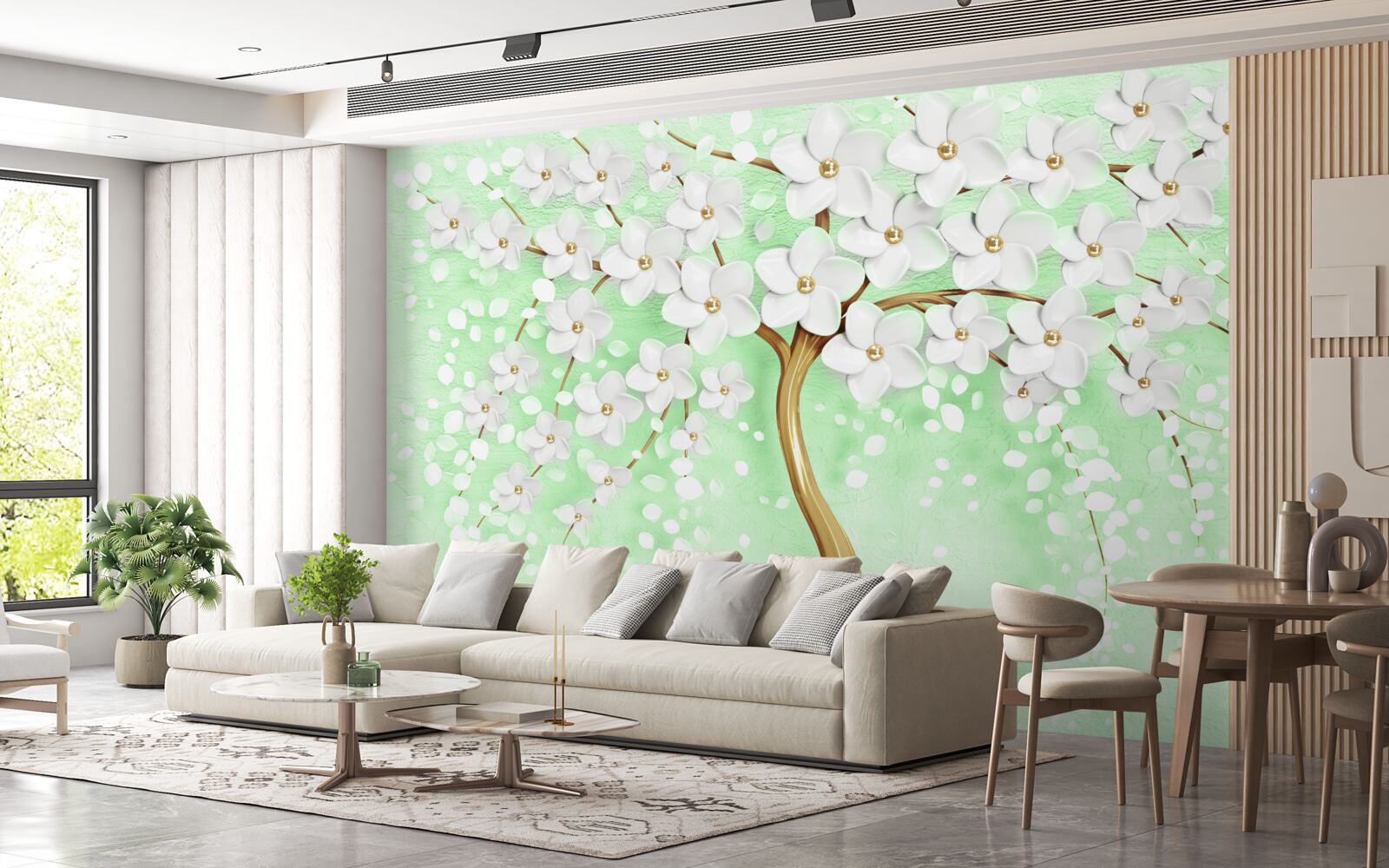 Fototapeten Schnee -White Cherry im Sommergarten