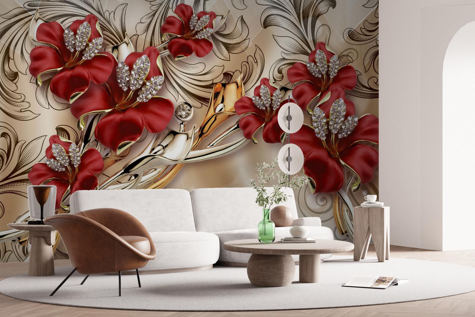 Fototapeten Goldschmuck mit roten Knospen