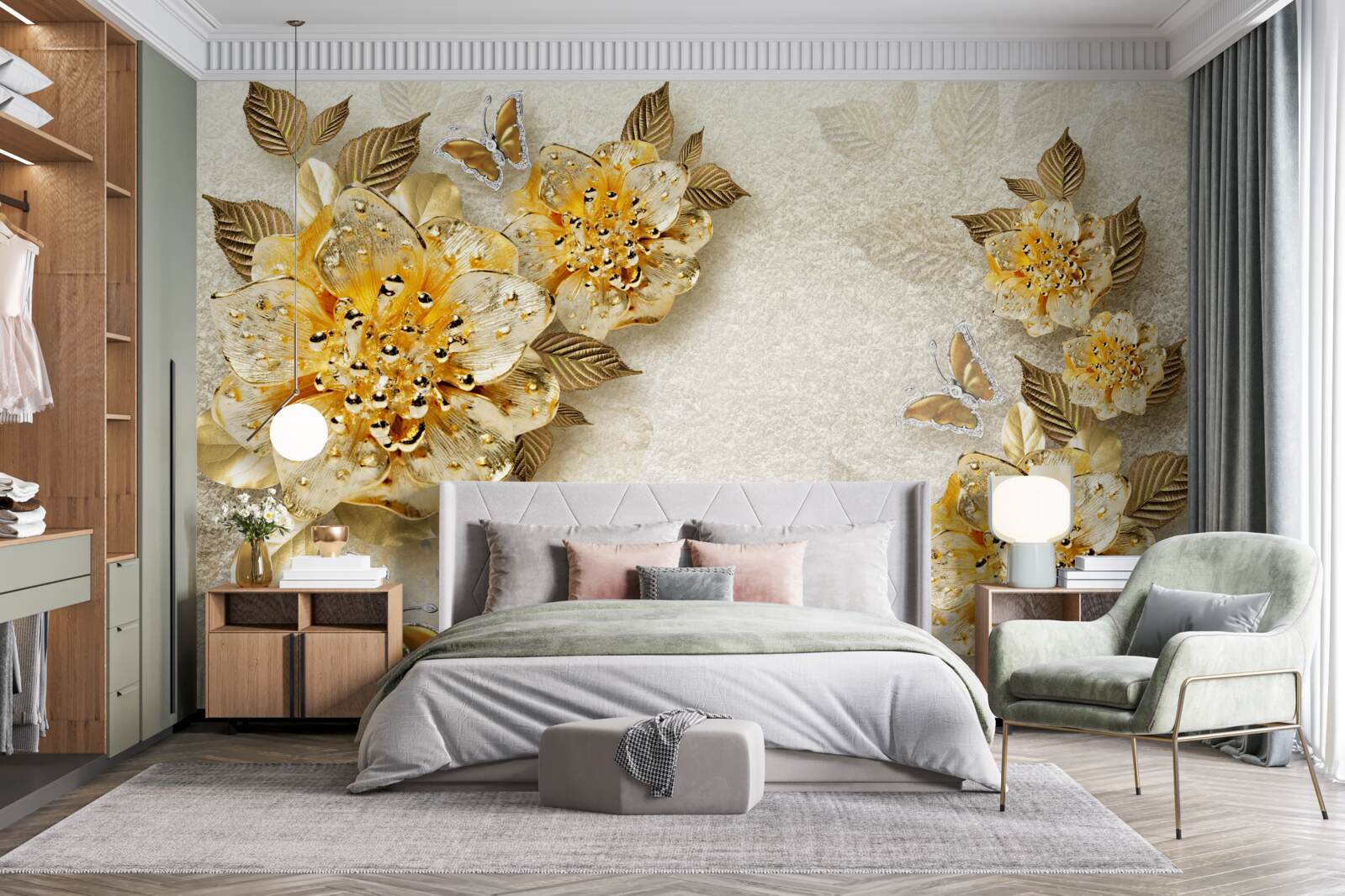 Fototapeten Goldene Herbstblumen