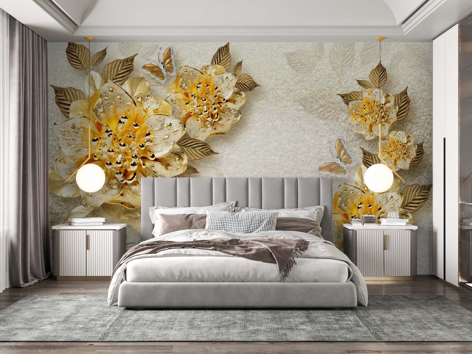 Fototapeten Goldene Herbstblumen