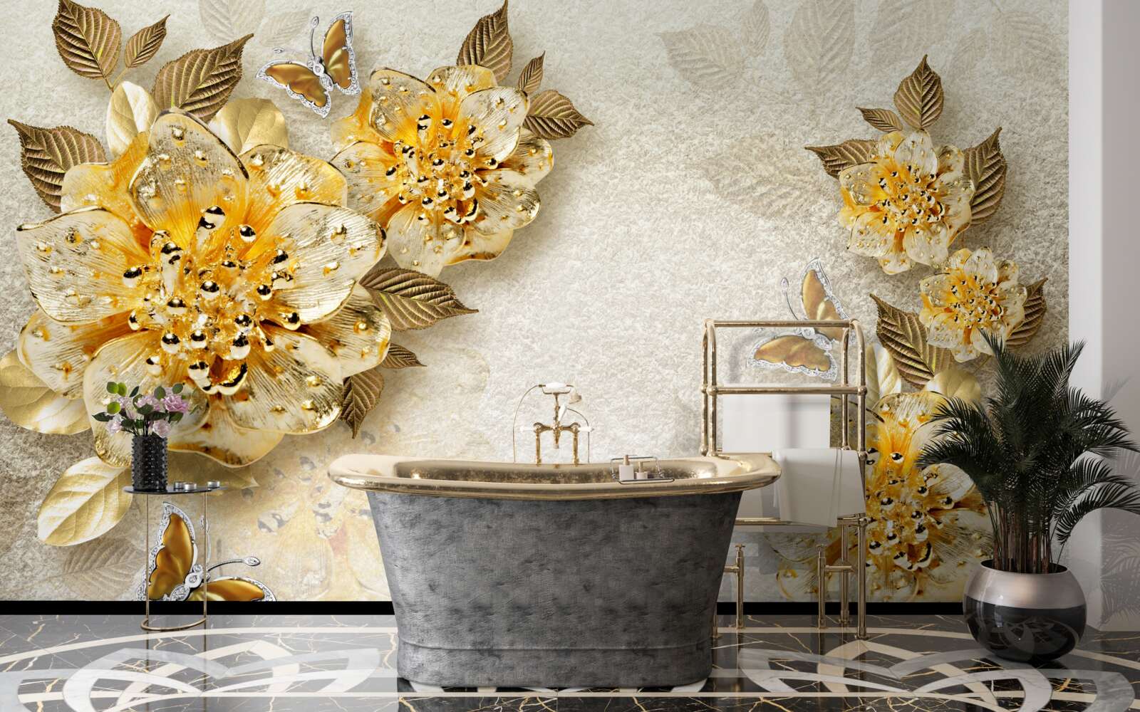 Fototapeten Goldene Herbstblumen
