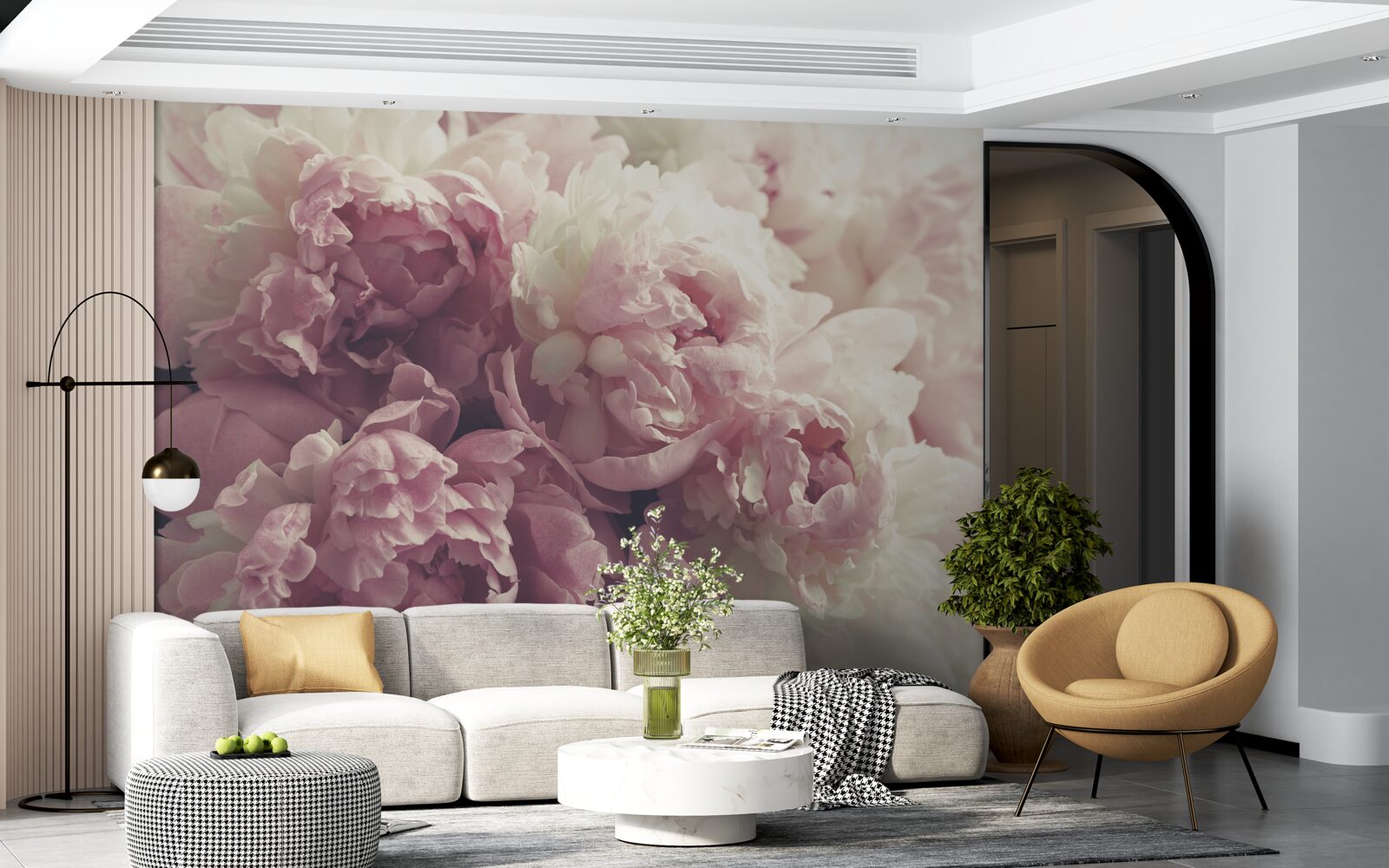 Fototapeten Große rosa Pfingstrosen