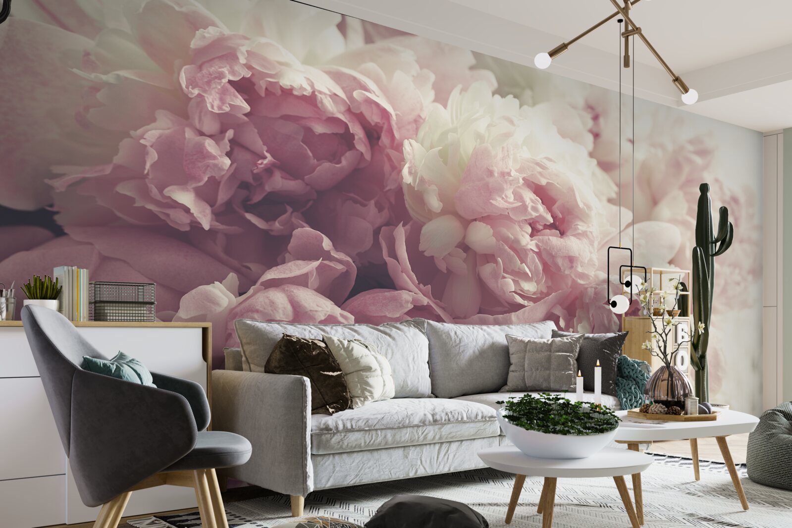 Fototapeten Große rosa Pfingstrosen