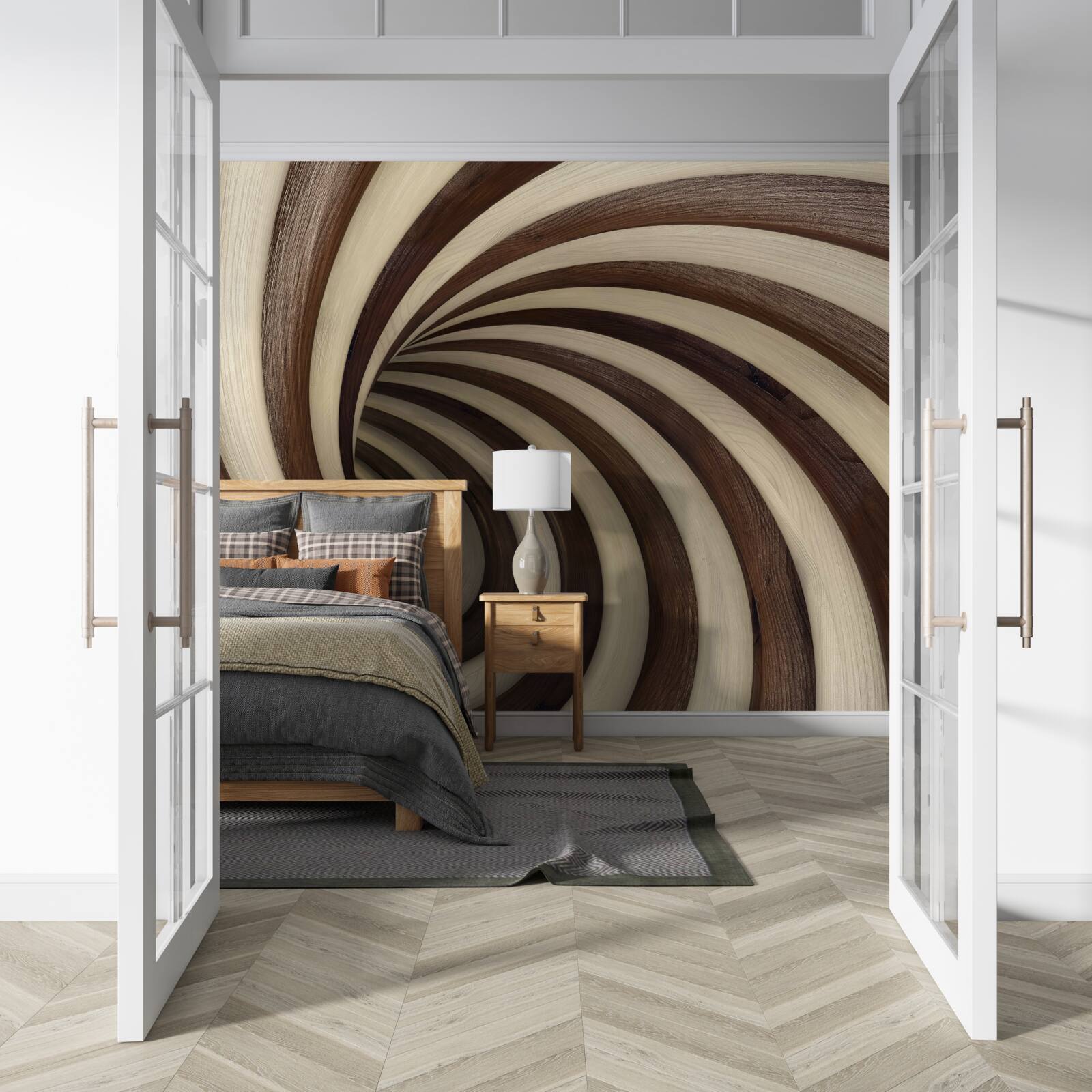 Fototapeten Ein Spiraltunnel aus Schokolade