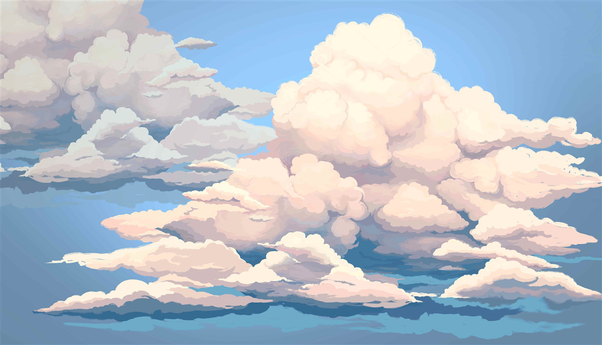 Fototapeten gezogene flauschige weiße Wolken