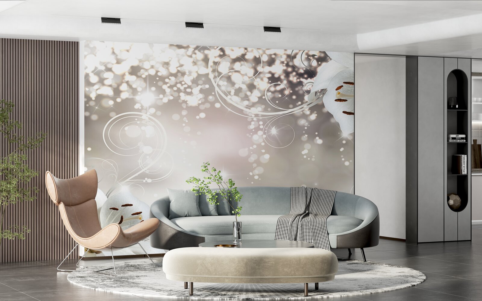 Fototapeten Leuchtender Hintergrund und Scharlachrote Lilien