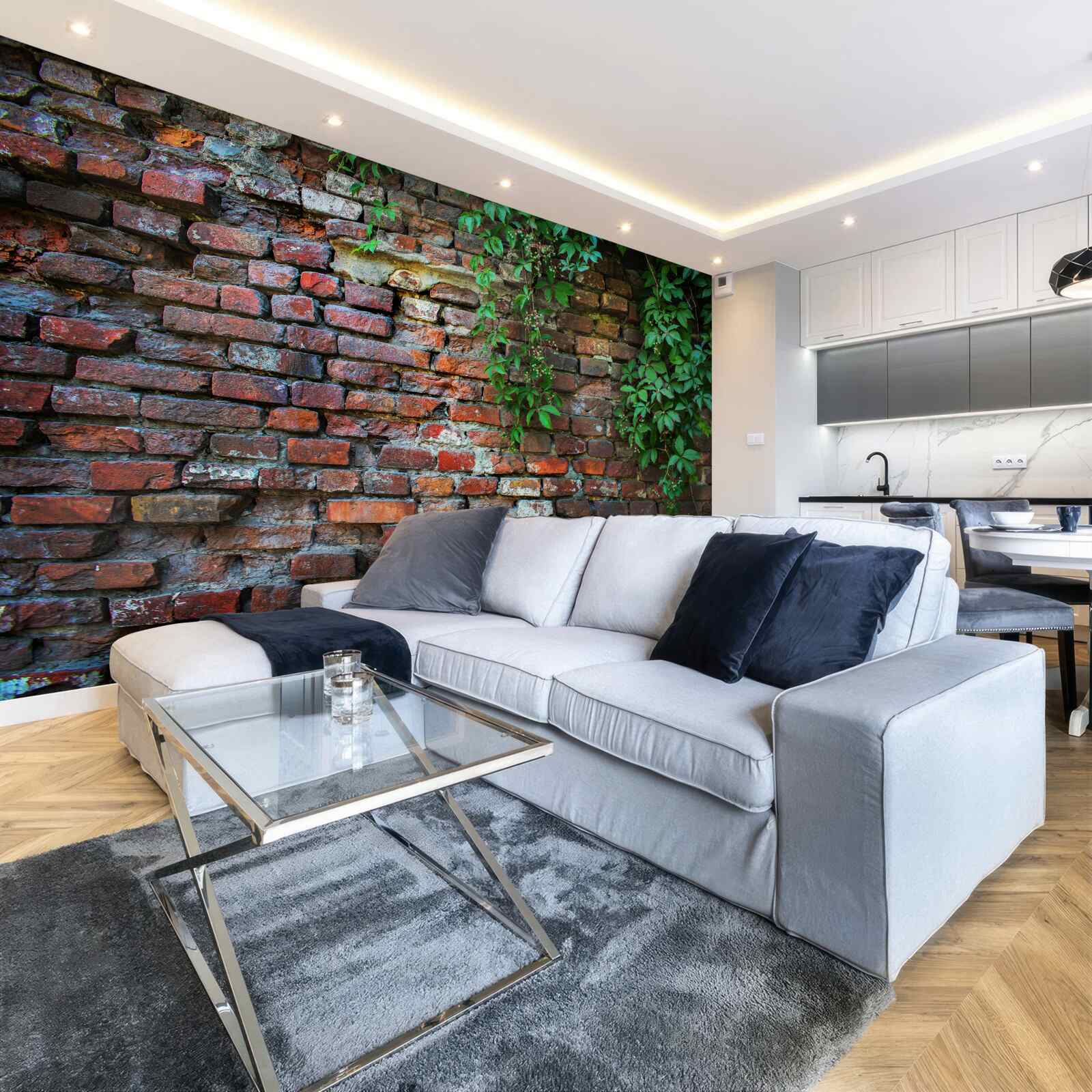 Fototapeten Alte Mauer, umgeben von Grün umgeben
