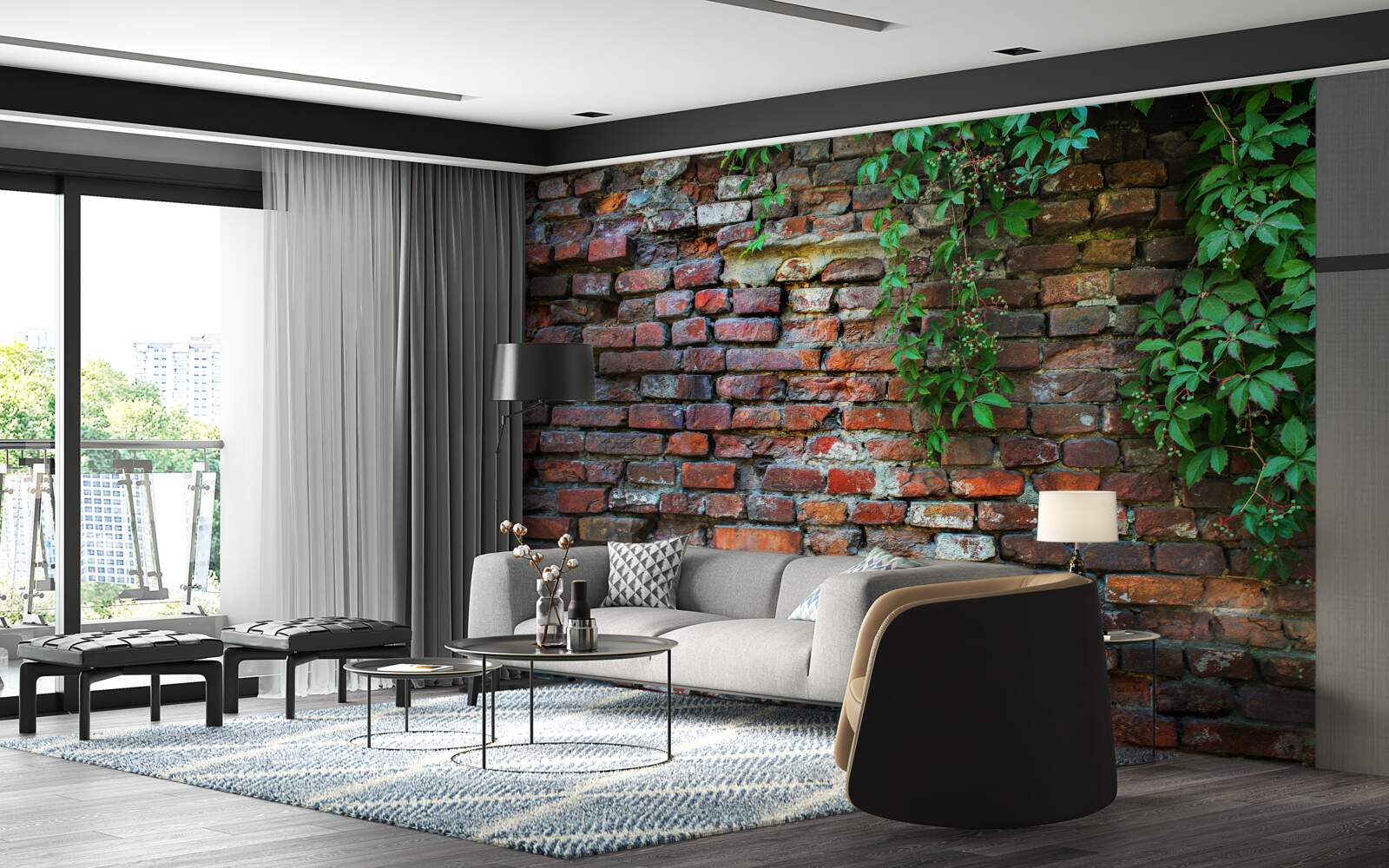 Fototapeten Alte Mauer, umgeben von Grün umgeben