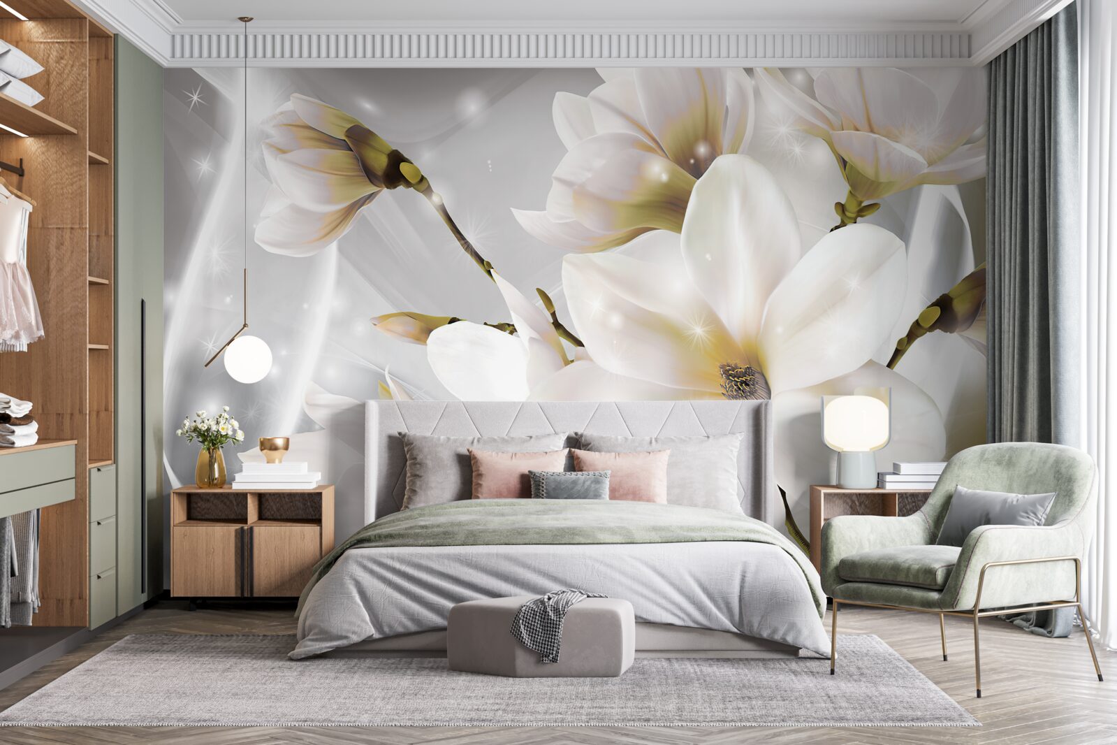 Fototapeten Weiße Blüten von erstaunlicher Größe