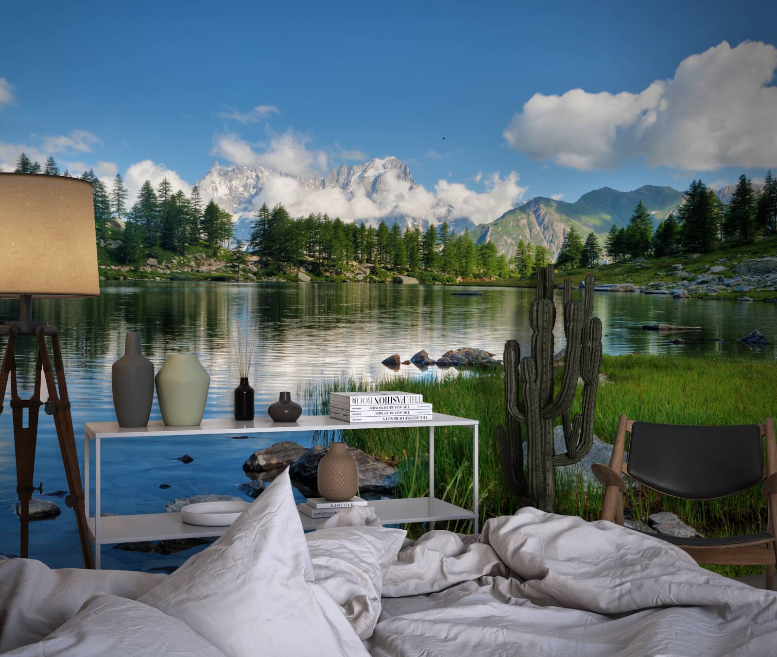 Fototapeten Ein Bergpanorama mit Blick auf den Fluss