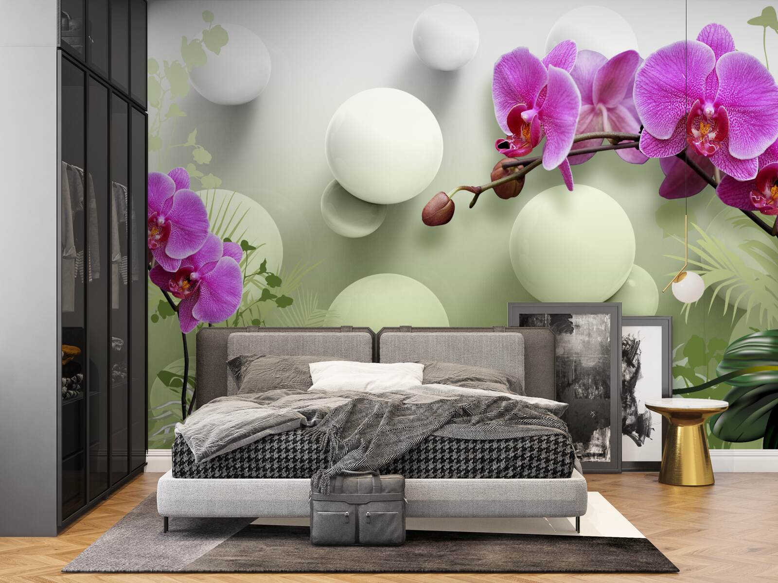 Fototapeten Orchideen in Weiß- und Lila -Schatten