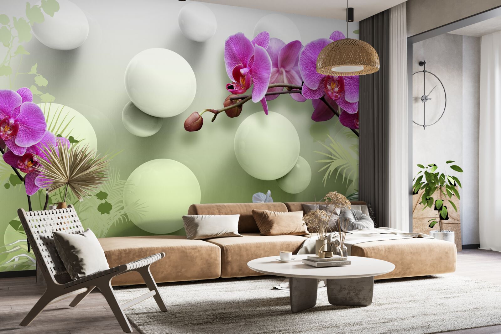 Fototapeten Orchideen in Weiß- und Lila -Schatten