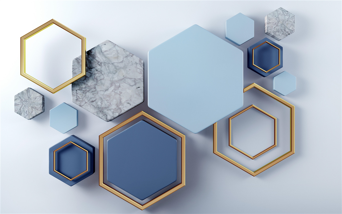 Fototapeten Geometrisches abstraktes Projekt mit Sechseckeln