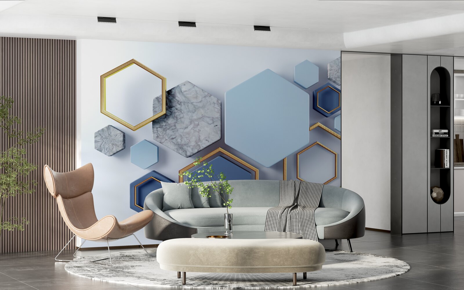 Fototapeten Geometrisches abstraktes Projekt mit Sechseckeln