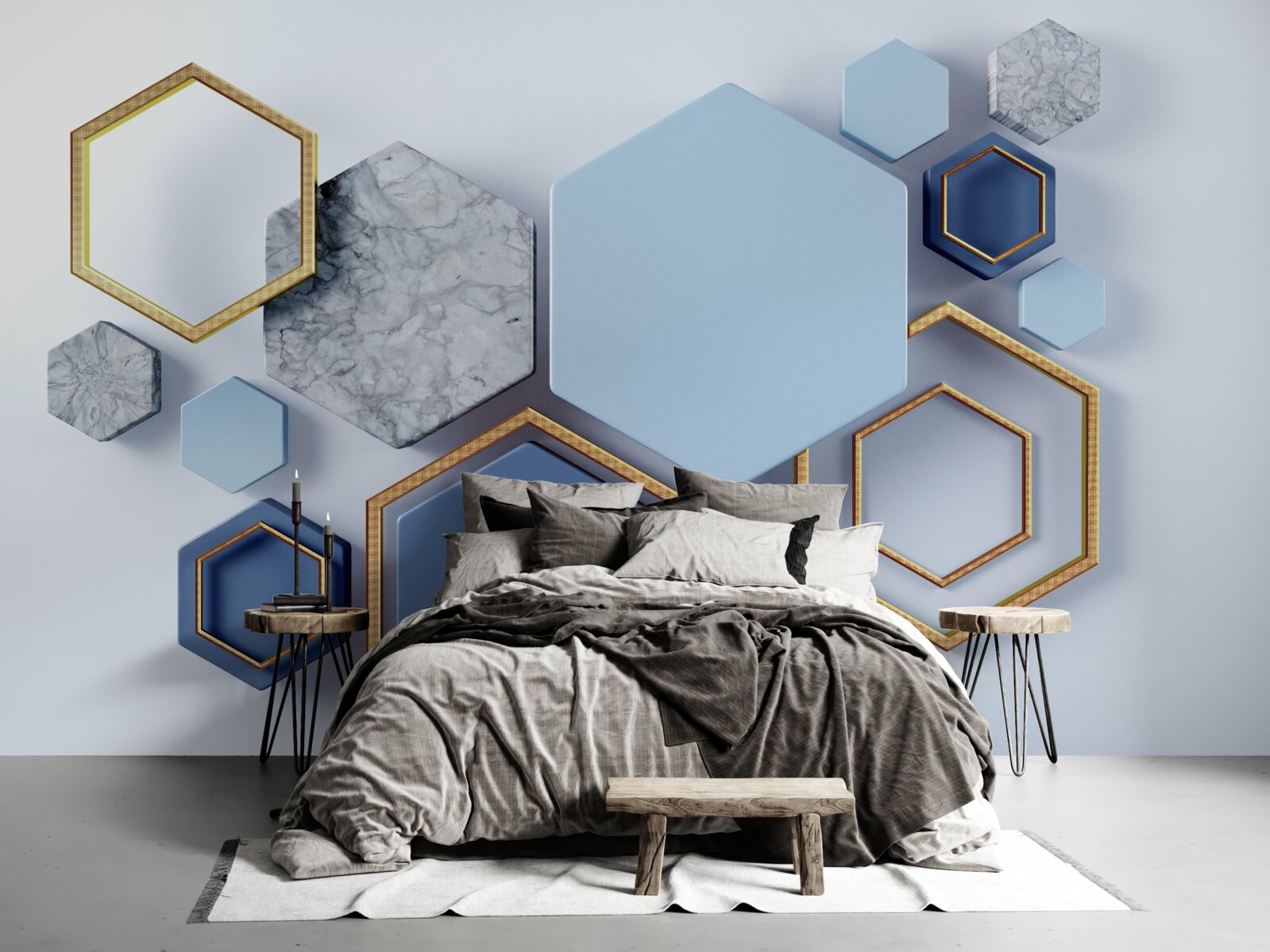 Fototapeten Geometrisches abstraktes Projekt mit Sechseckeln