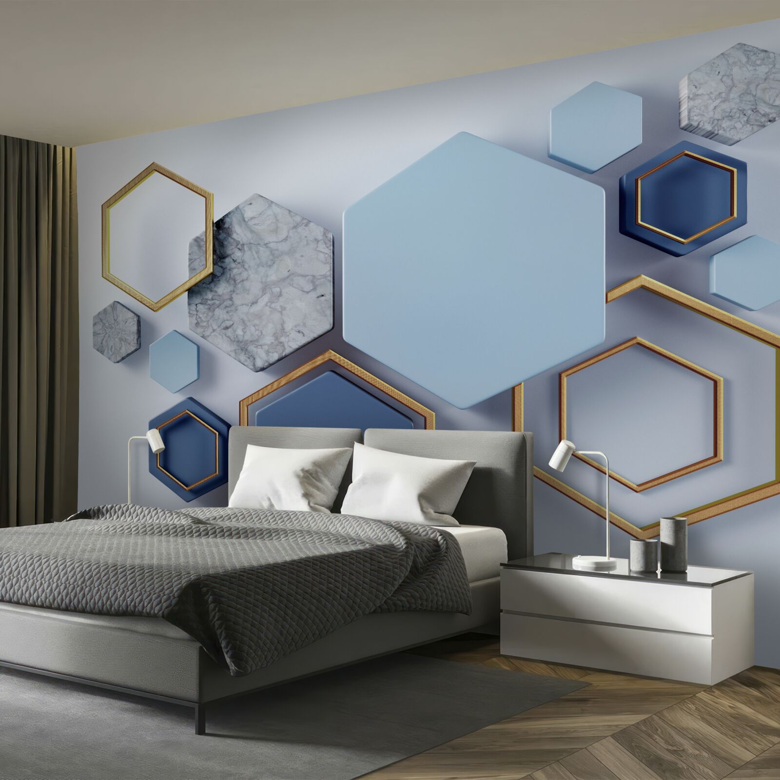 Fototapeten Geometrisches abstraktes Projekt mit Sechseckeln