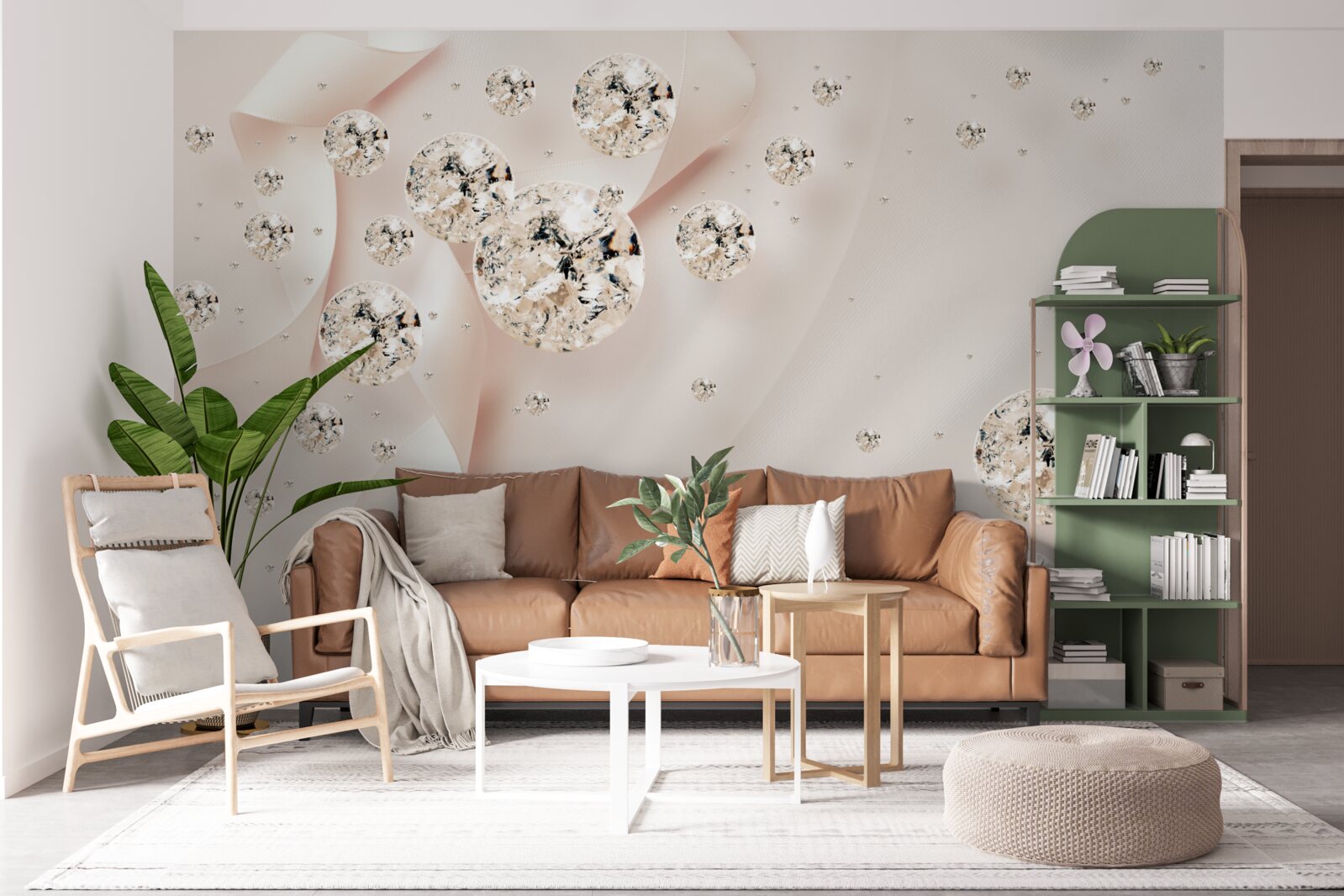 Fototapeten Weiße Diamanten erfreuen sich an einem zarten rosa Hintergrund