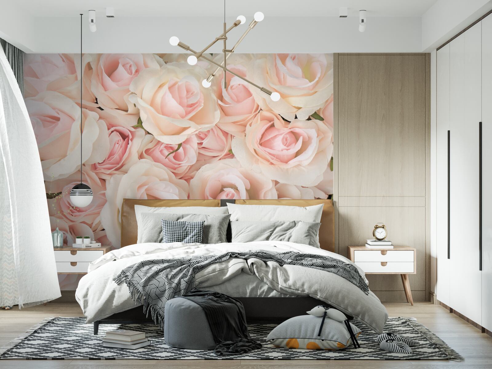 Fototapeten Viele zarte rosa Rosen