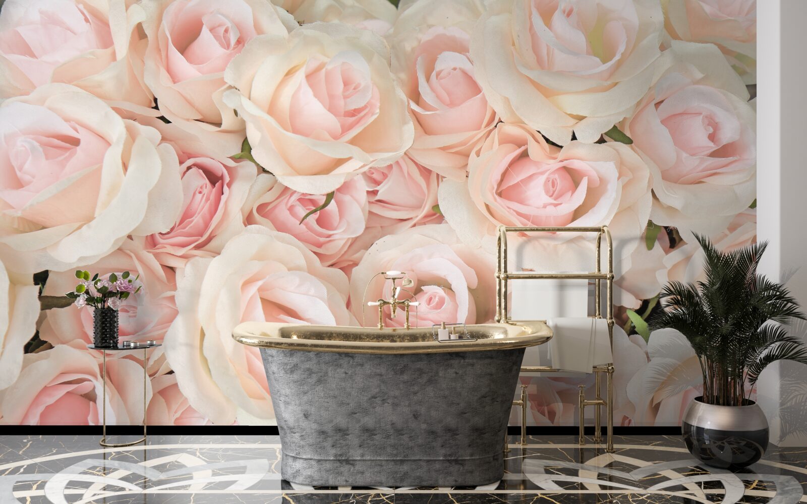 Fototapeten Viele zarte rosa Rosen