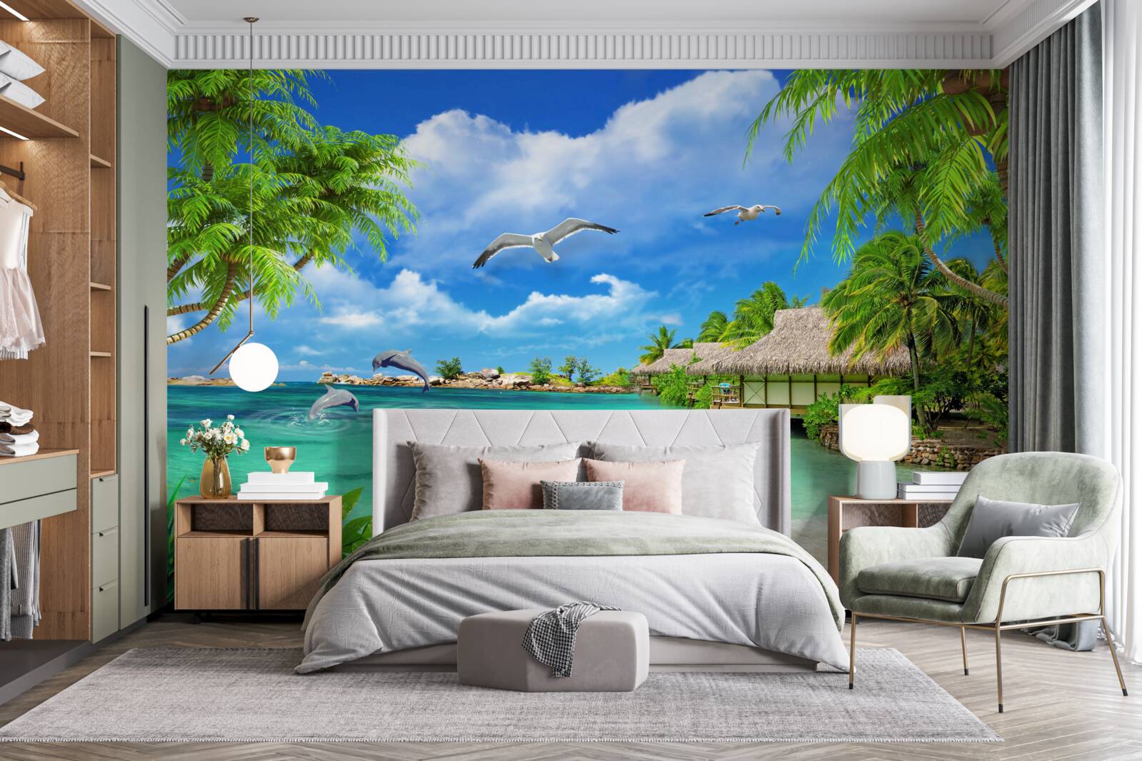 Fototapeten Sommerbungalow am Strand