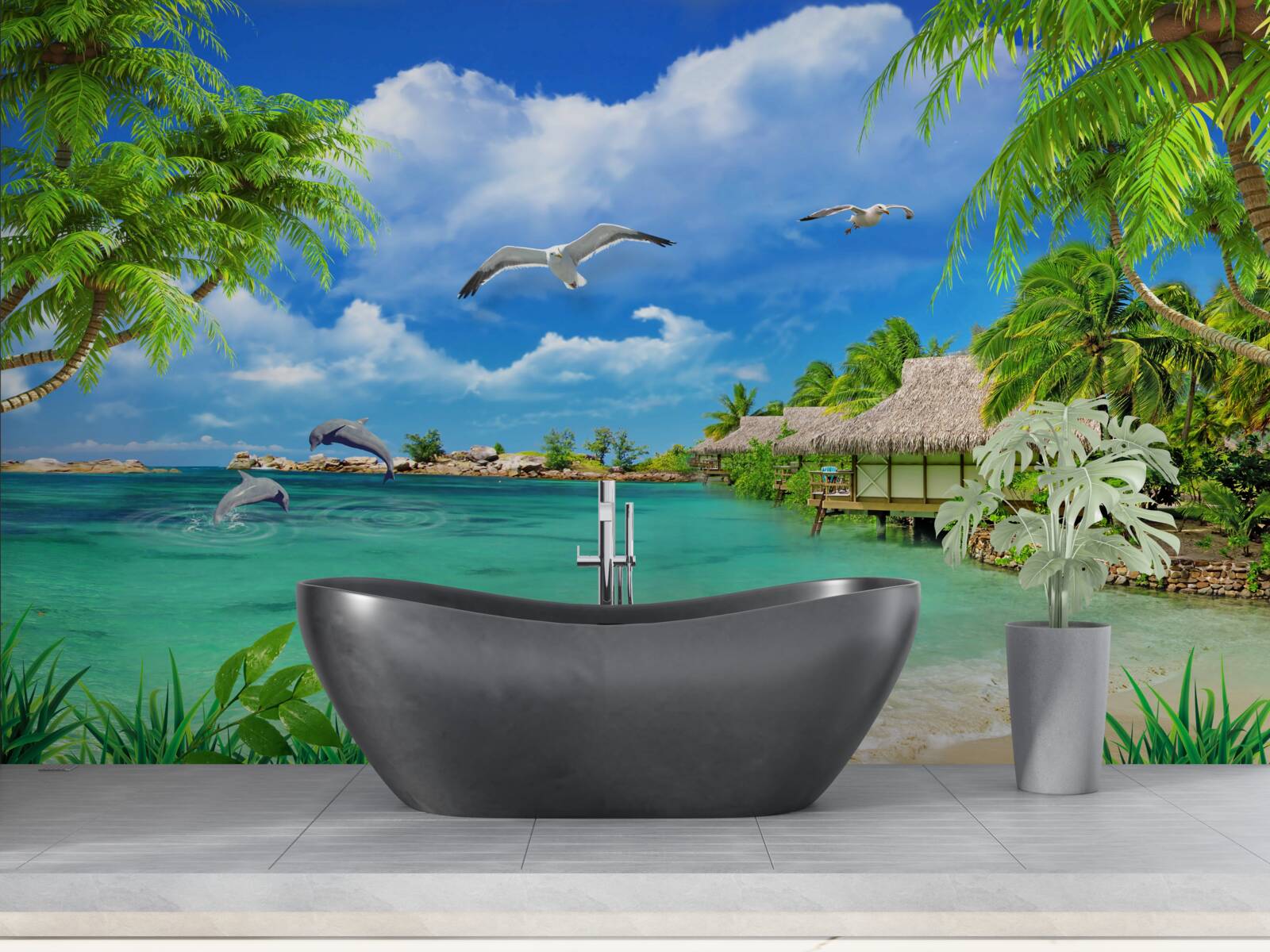 Fototapeten Sommerbungalow am Strand