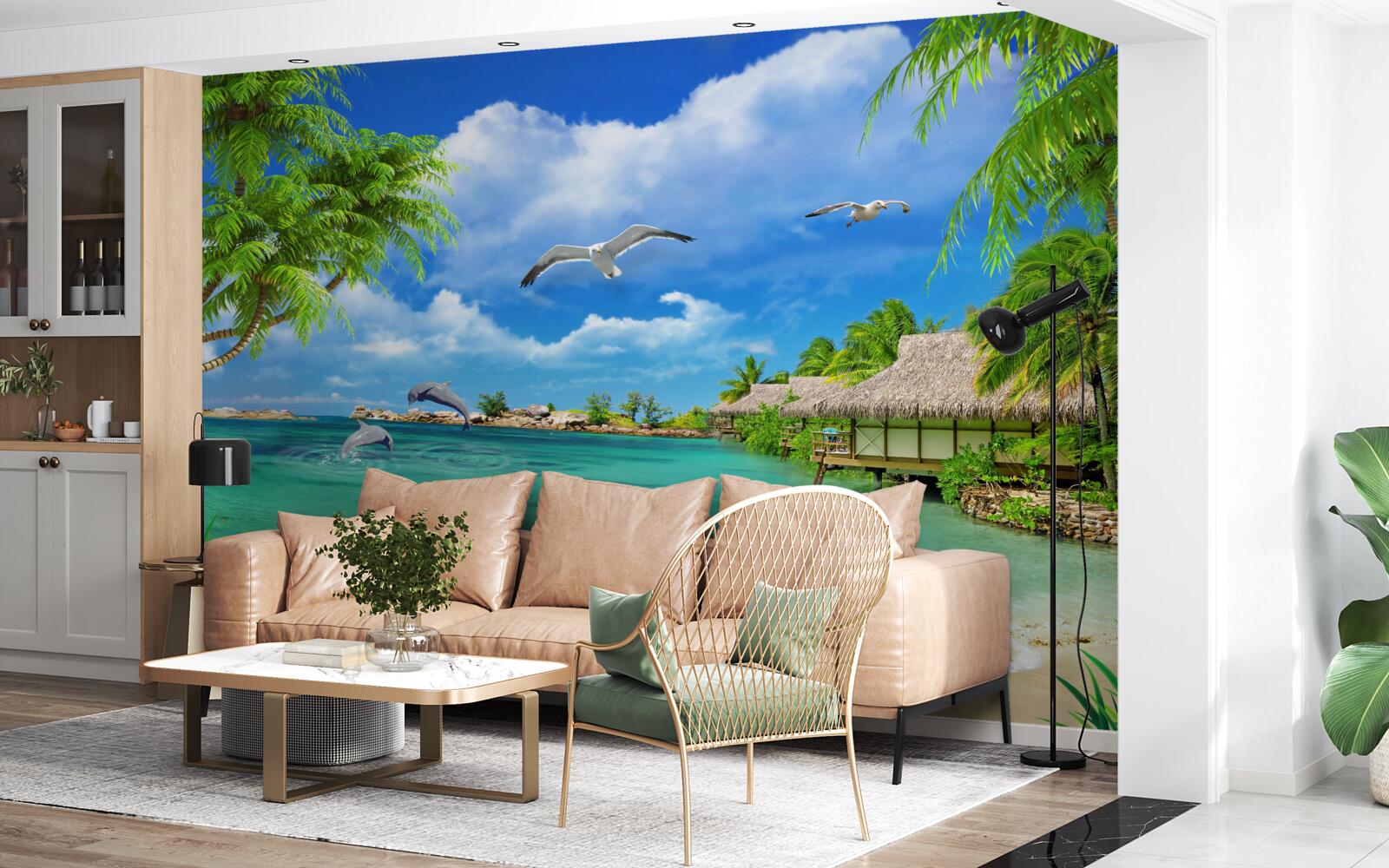 Fototapeten Sommerbungalow am Strand