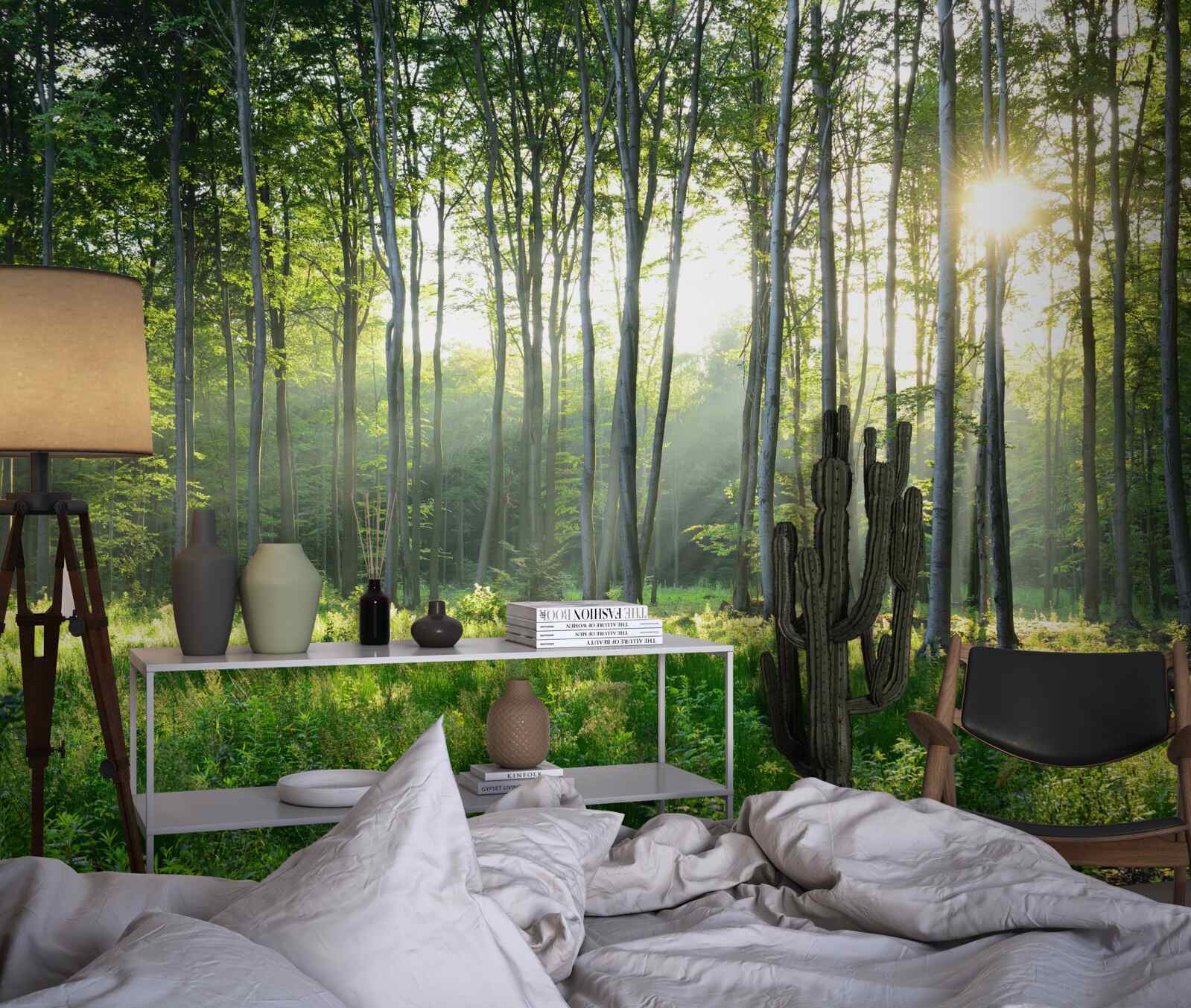 Fototapeten Ein Ort im Busen der Natur mit Blick auf die Morgensonne im Wald