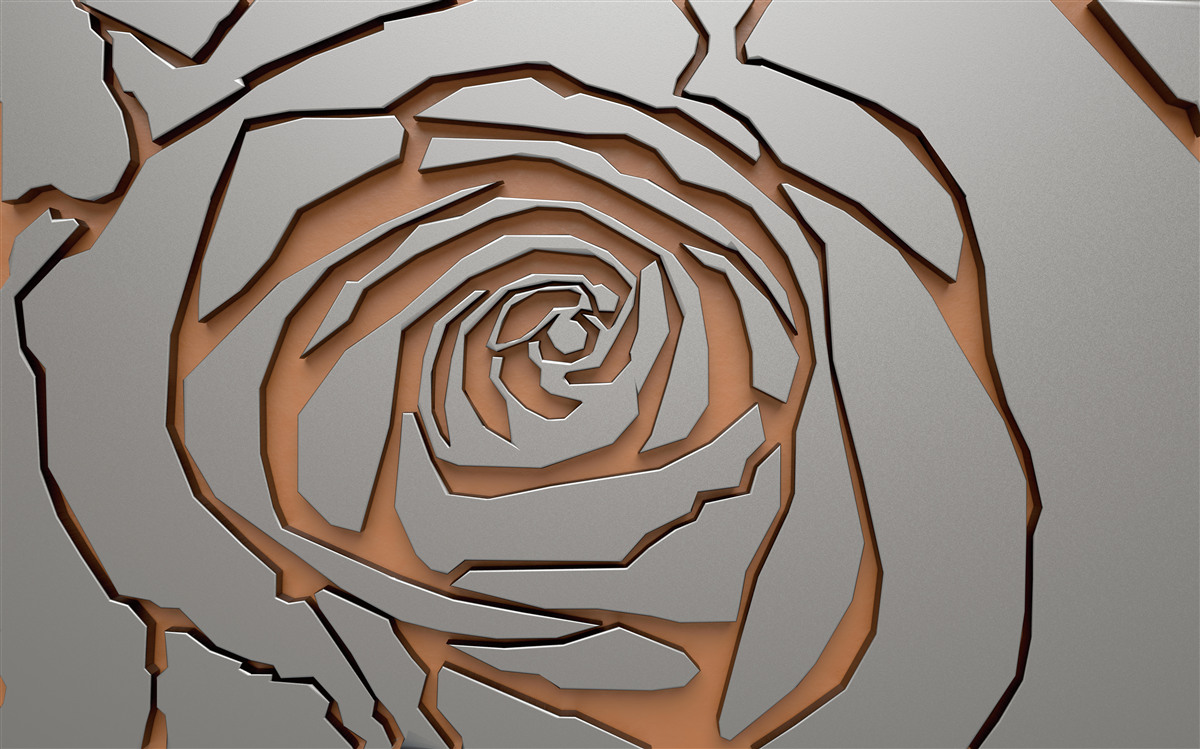 Fototapeten Eine große Rose wird an der Wand beleuchtet