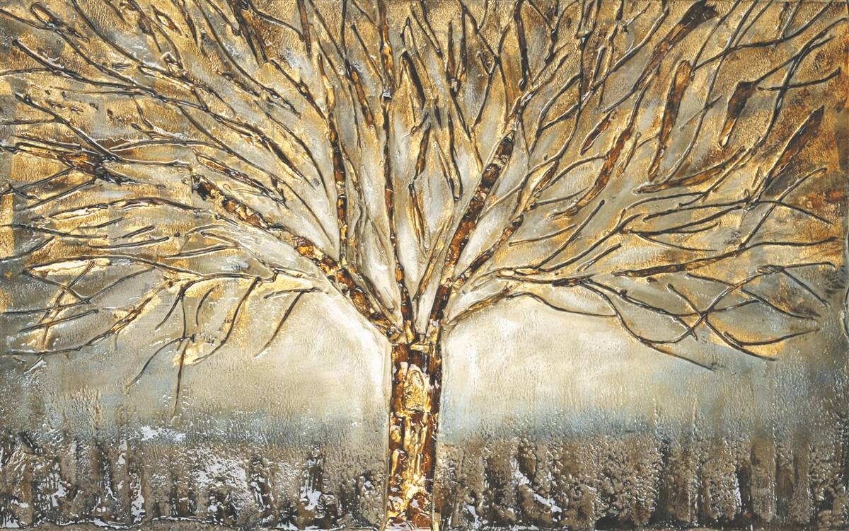 Fototapeten Nackter Baum mit Gold