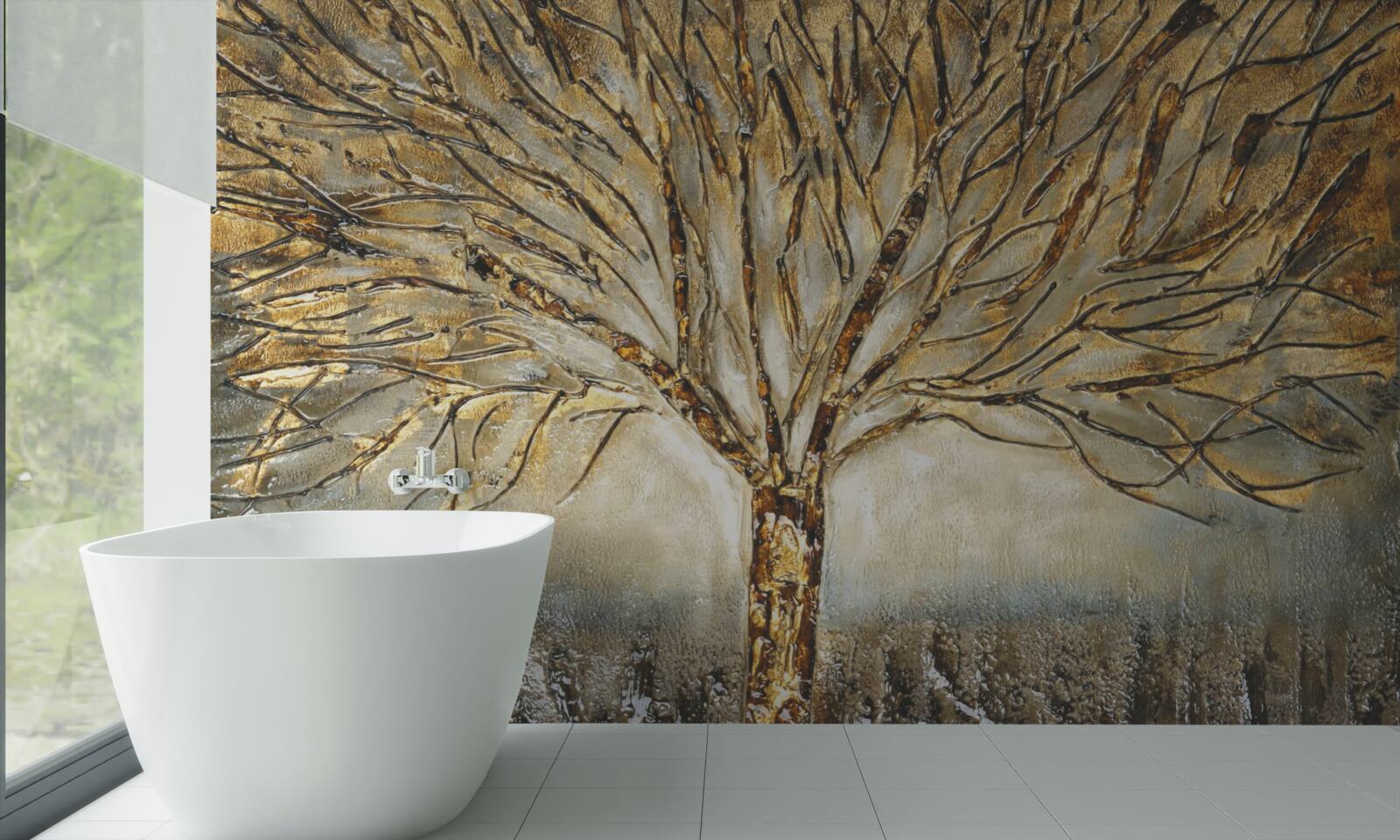 Fototapeten Nackter Baum mit Gold