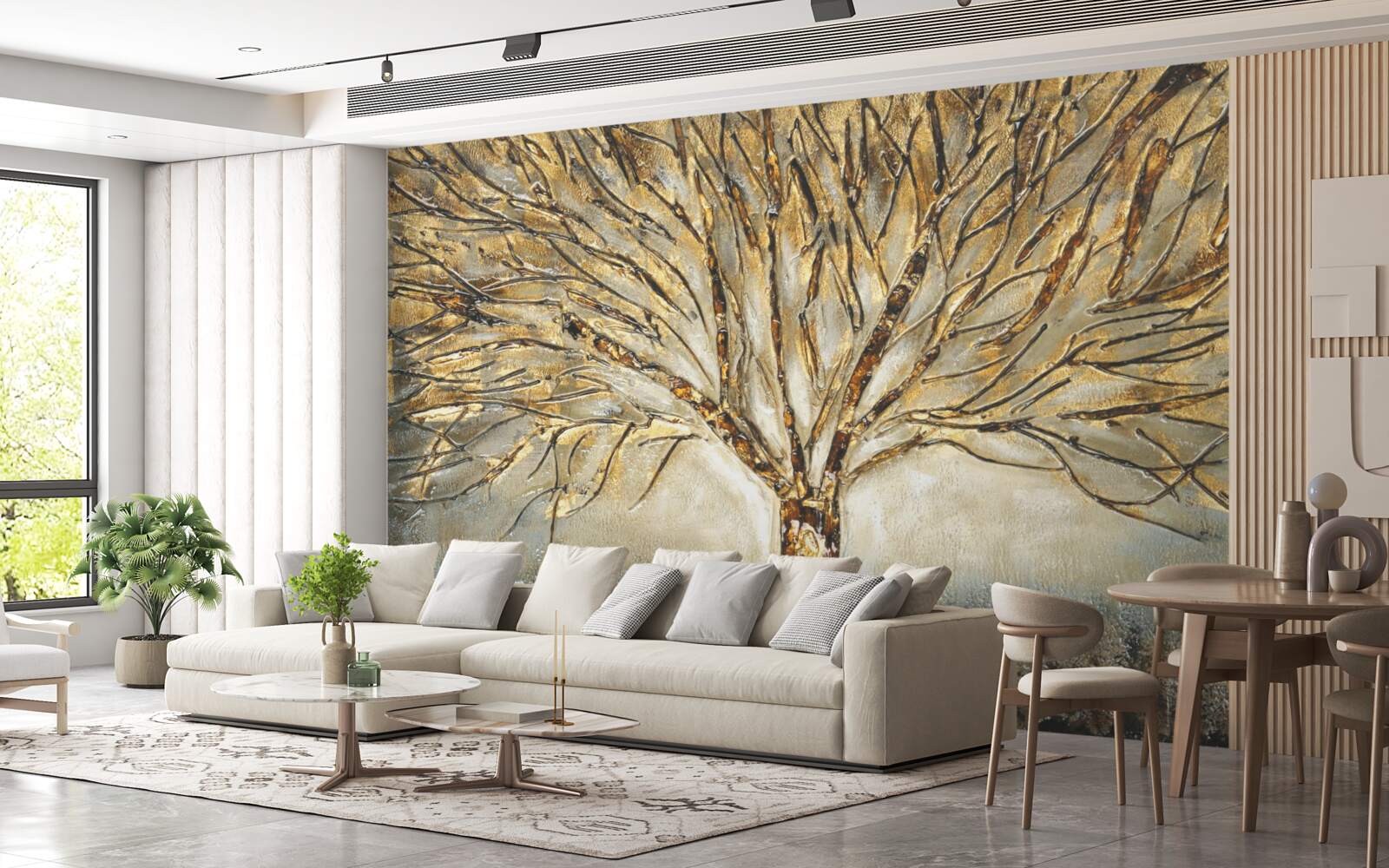 Fototapeten Nackter Baum mit Gold