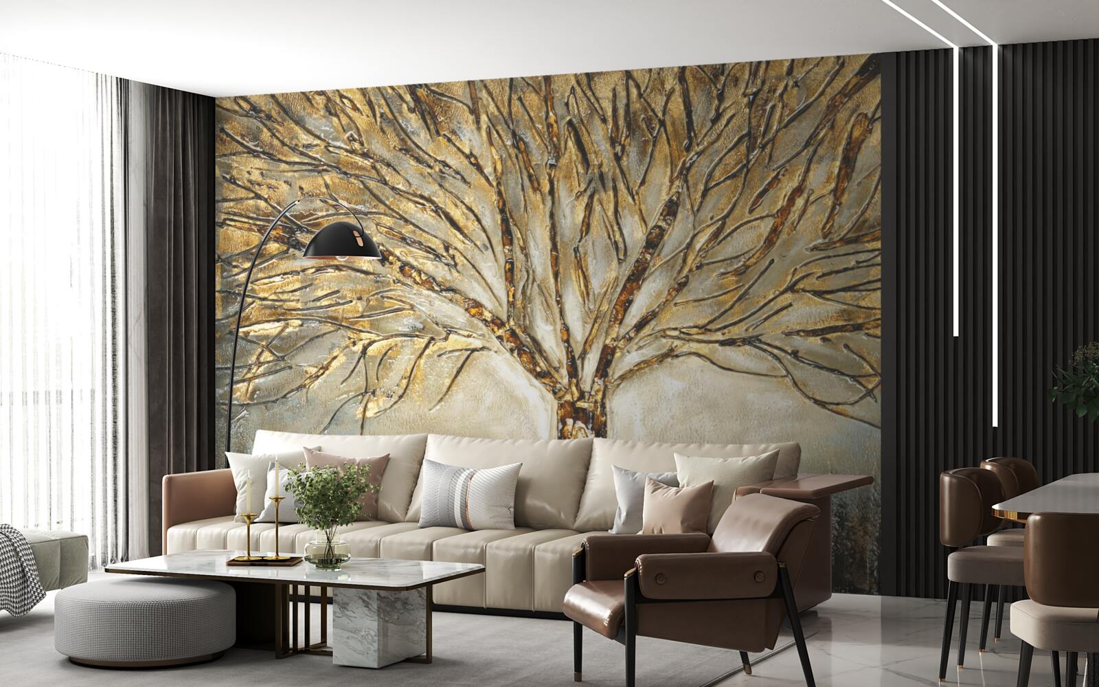 Fototapeten Nackter Baum mit Gold