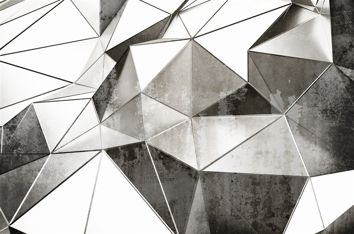 Fototapeten Zusammenfassung Schwarz -Weiß -Hintergrund im geometrischen Stil