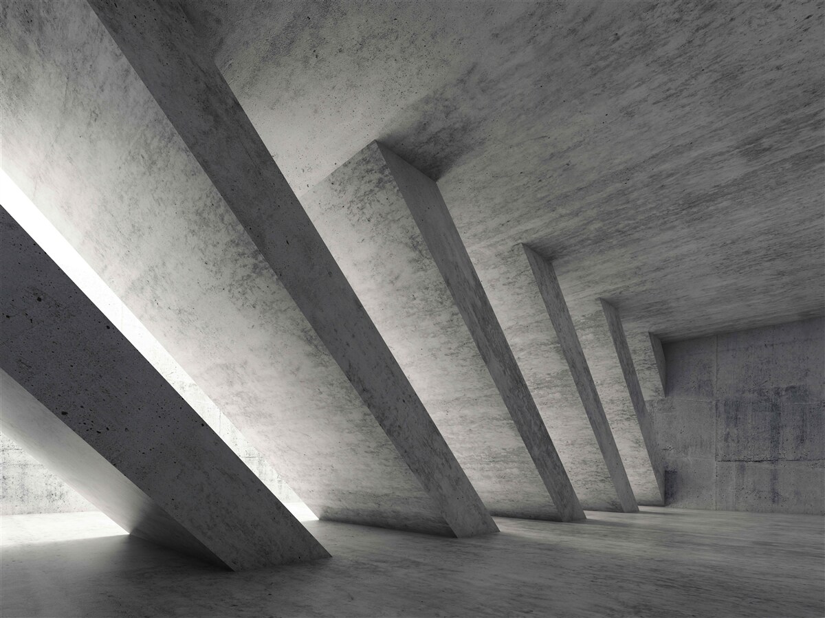 Fototapeten Grauer Tunnel im architektonischen Stil