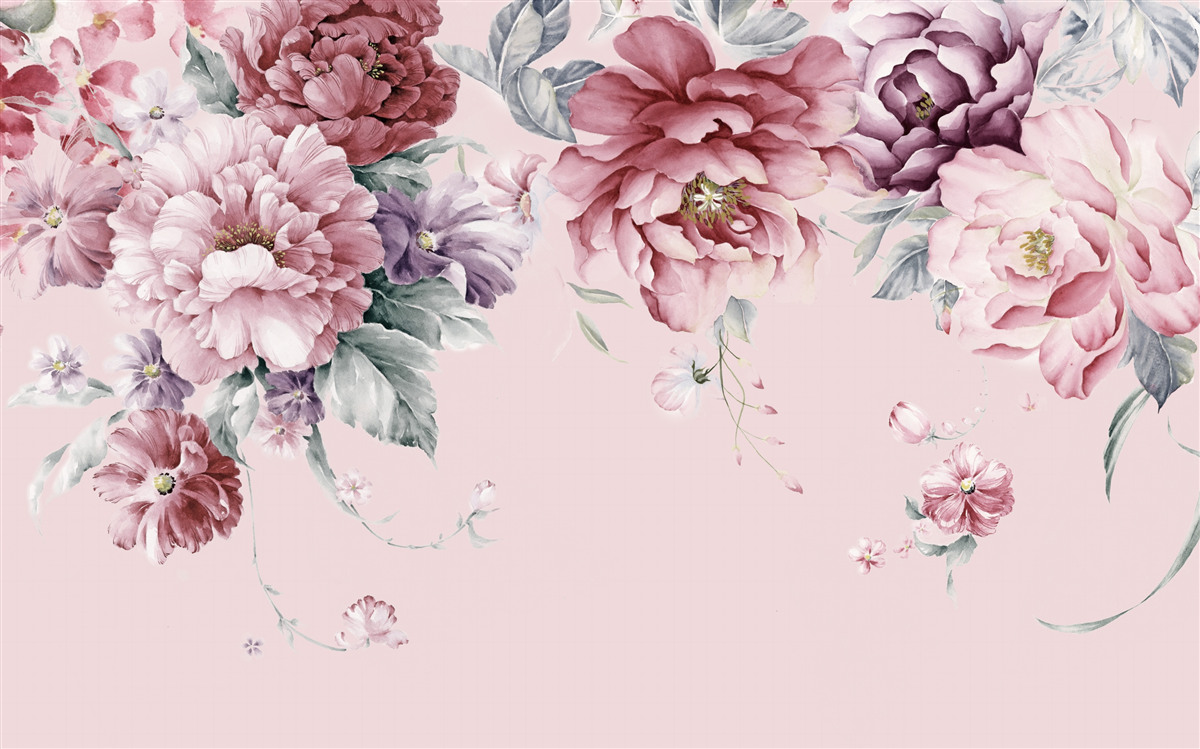 Fototapeten Verschiedene rosa Blumen