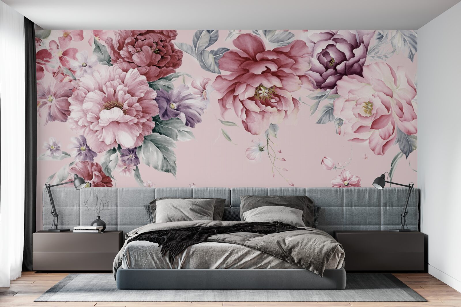 Fototapeten Verschiedene rosa Blumen