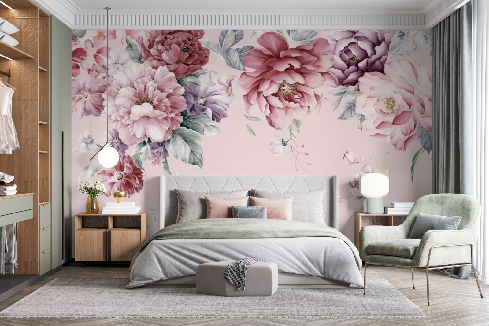 Fototapeten Verschiedene rosa Blumen