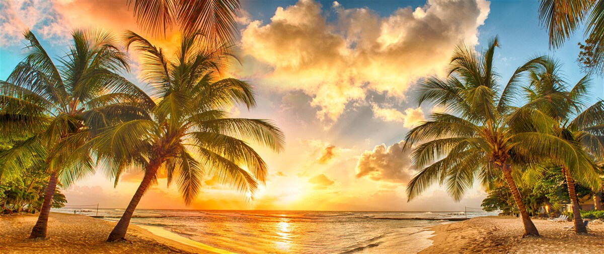 Fototapeten Das Licht des Sonnenuntergangs auf der Insel