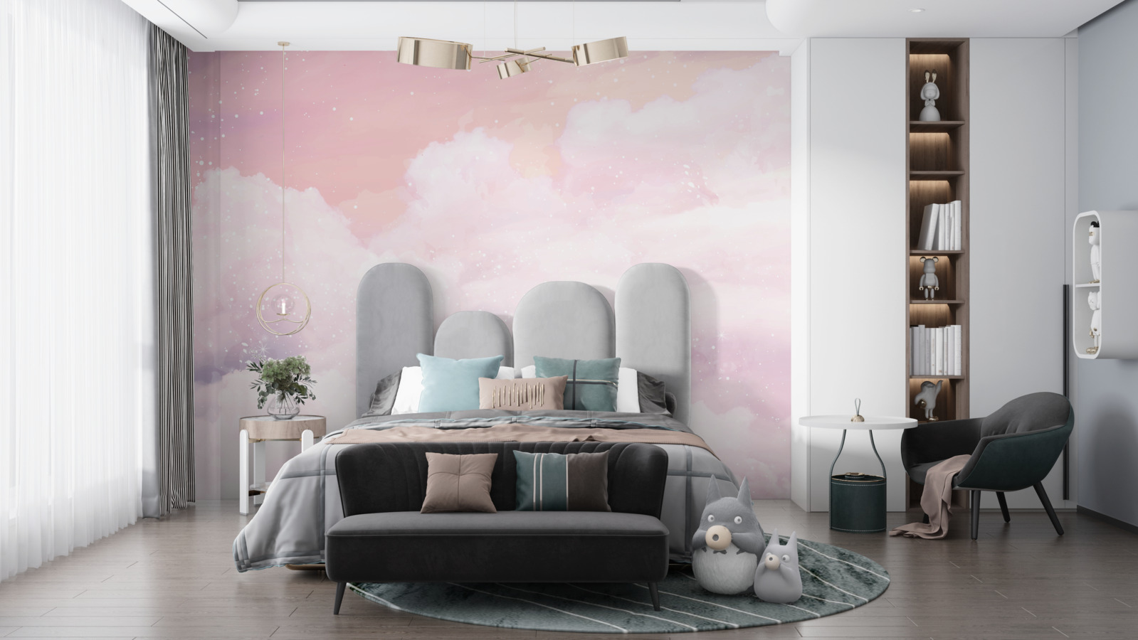 Fototapeten Die Delikatesse einer rosa -weißen Wolke