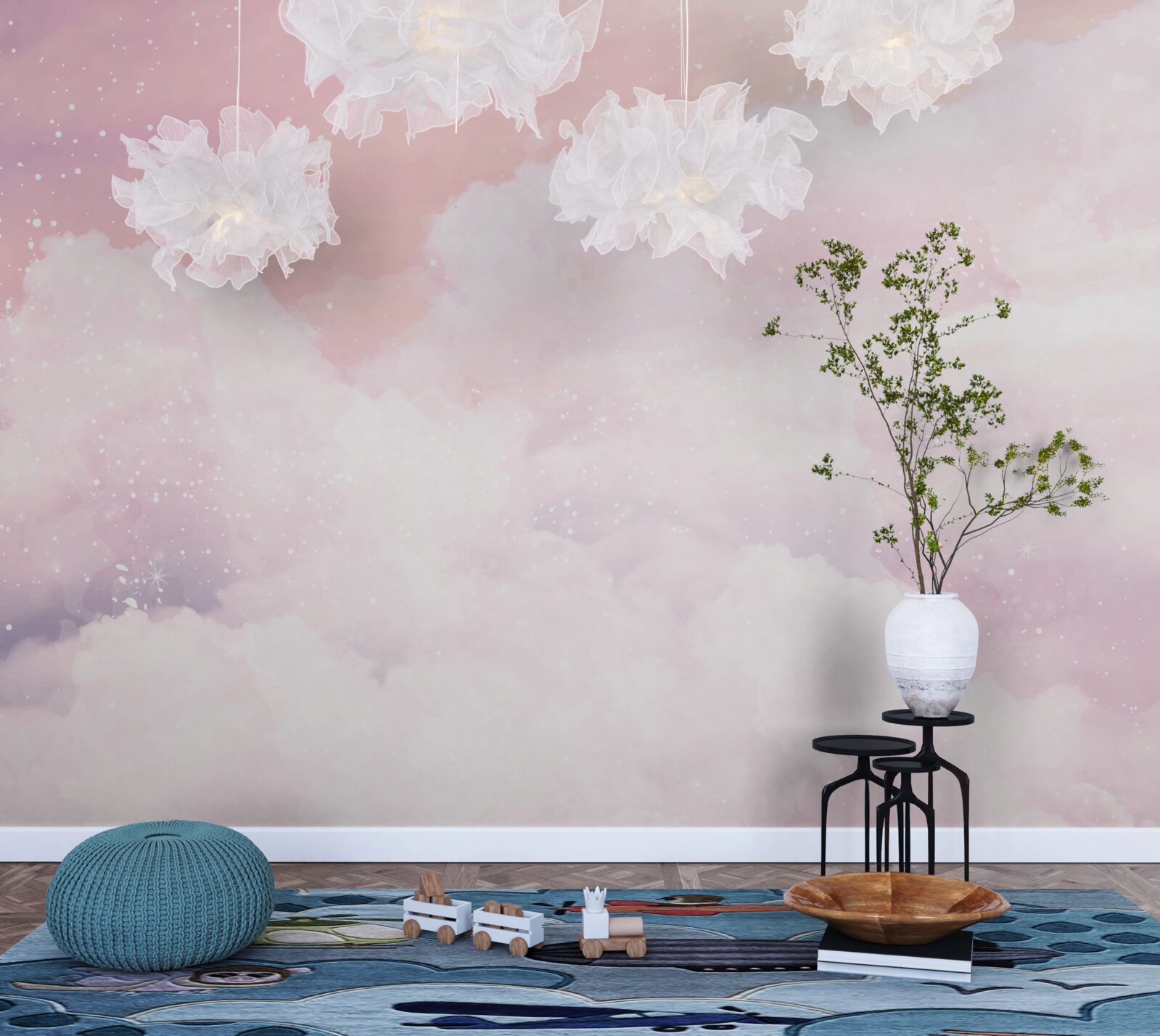Fototapeten Die Delikatesse einer rosa -weißen Wolke