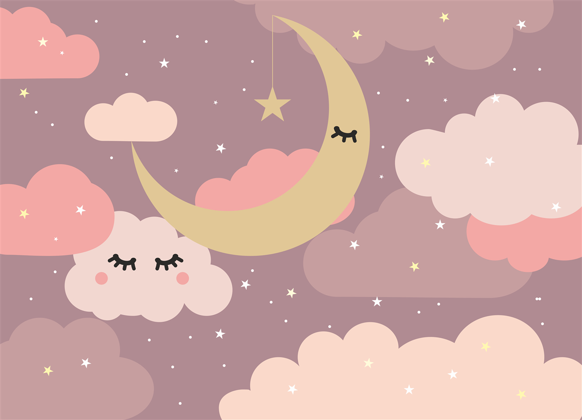 Fototapeten Mond und eine kleine Wolke mit Augen