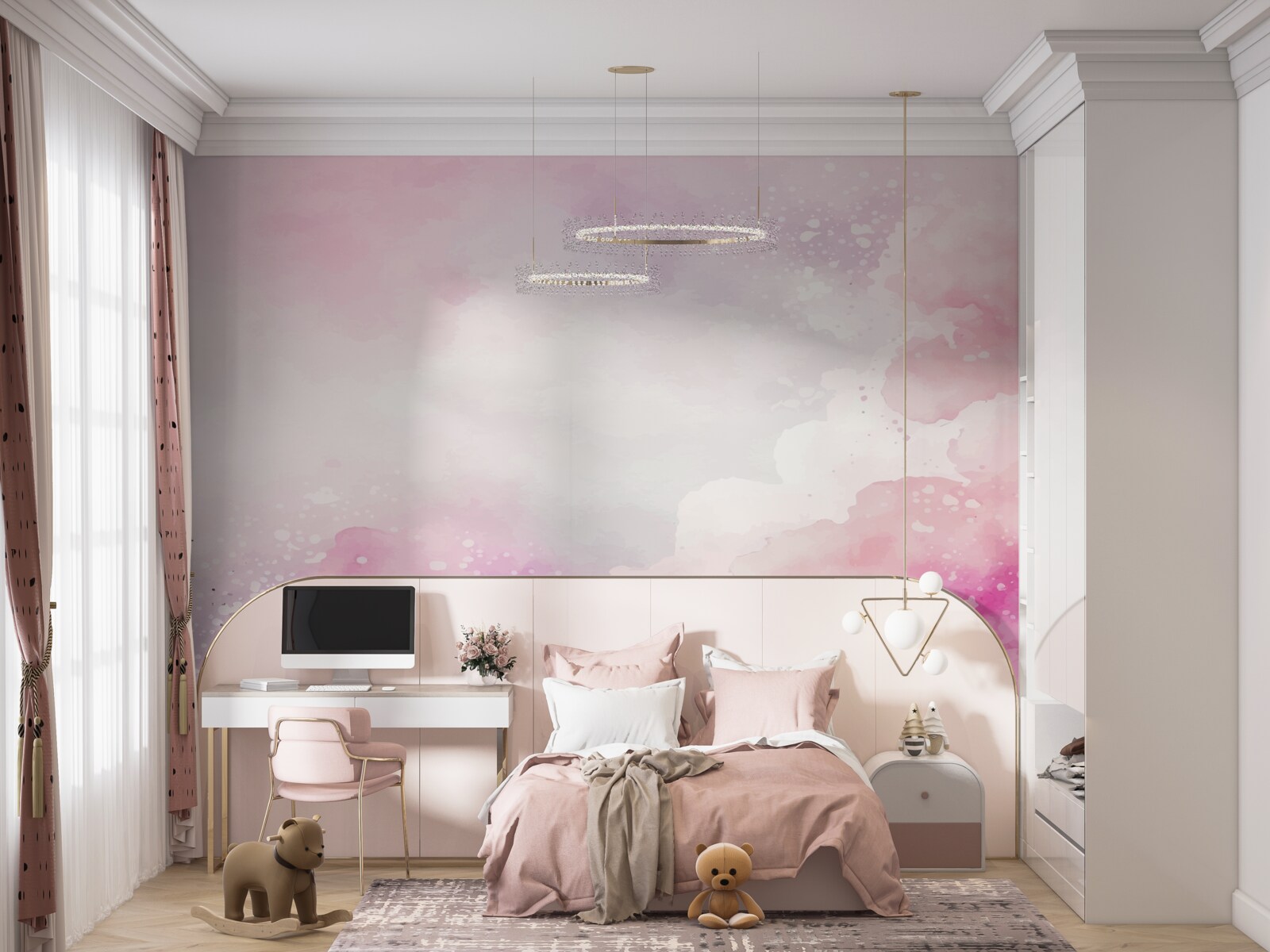 Fototapeten Weicher Hintergrund in rosa Tönen von Aquarellen