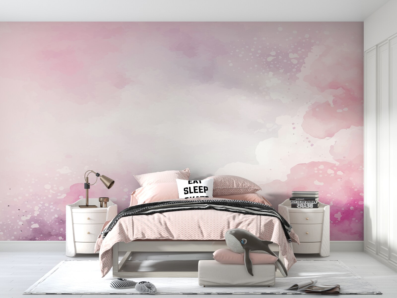 Fototapeten Weicher Hintergrund in rosa Tönen von Aquarellen