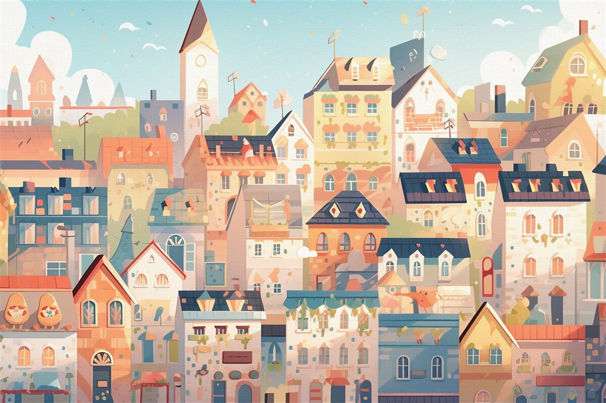 Fototapeten Dächer von Stadthäusern
